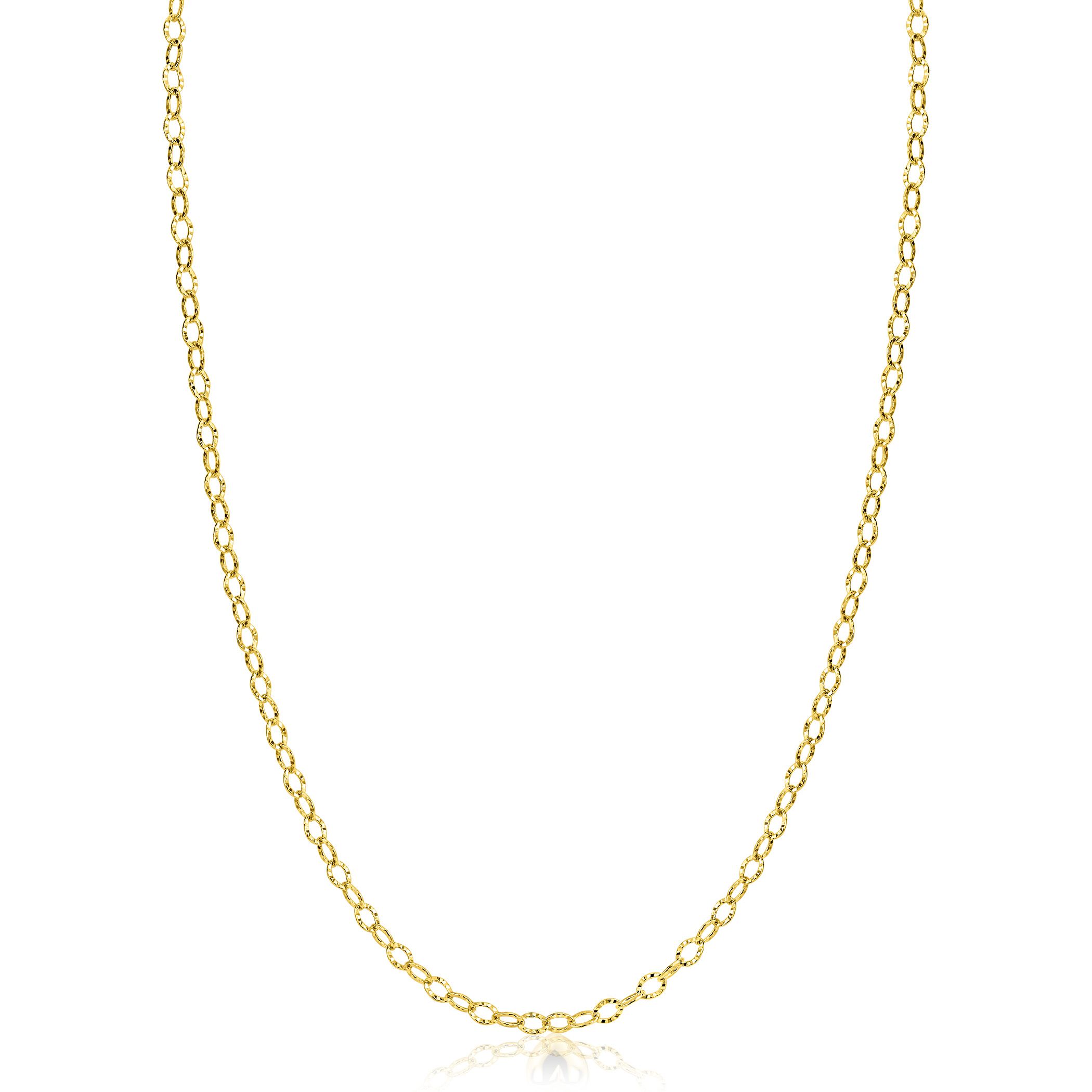 ZINZI Gold 14 krt gouden ketting met bewerkte ovale schakels 3mm breed 45cm ZGC538