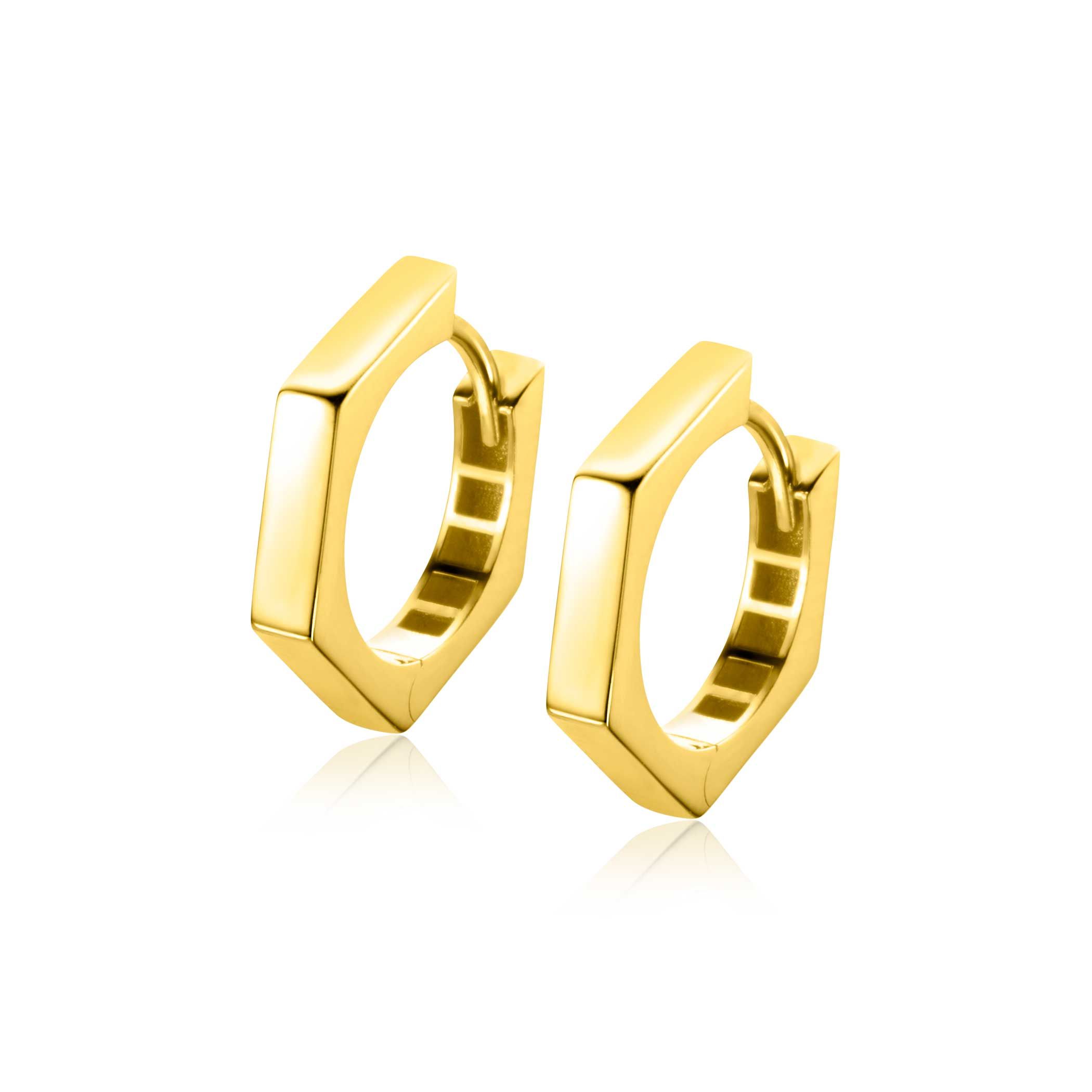17,5mm ZINZI Gold 14 krt gouden oorringen zeshoeksvorm vierkante buis 2,7mm met luxe klapsluiting ZGO440