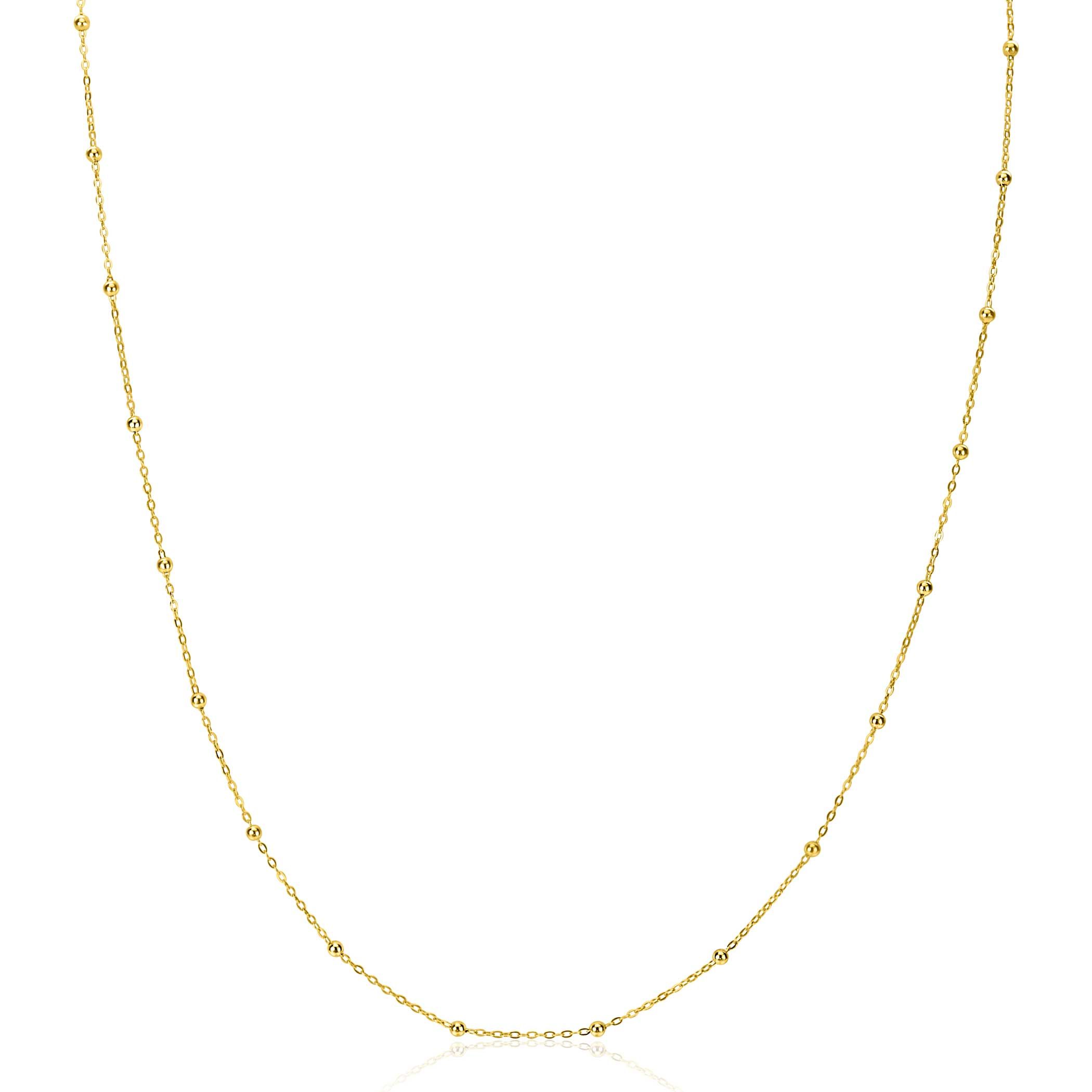 ZINZI Gold 14 krt gouden massieve schakelkettinkje met bolletjes 1,5mm breed, lengte 40-45cm ZGC489