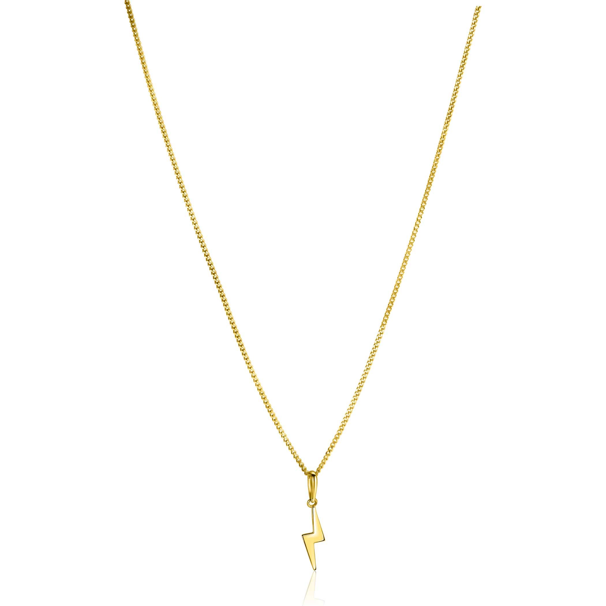 ZINZI Gold 14 karaat gouden hanger met glimmende bliksemschicht 18mm ZGH402 (zonder collier)