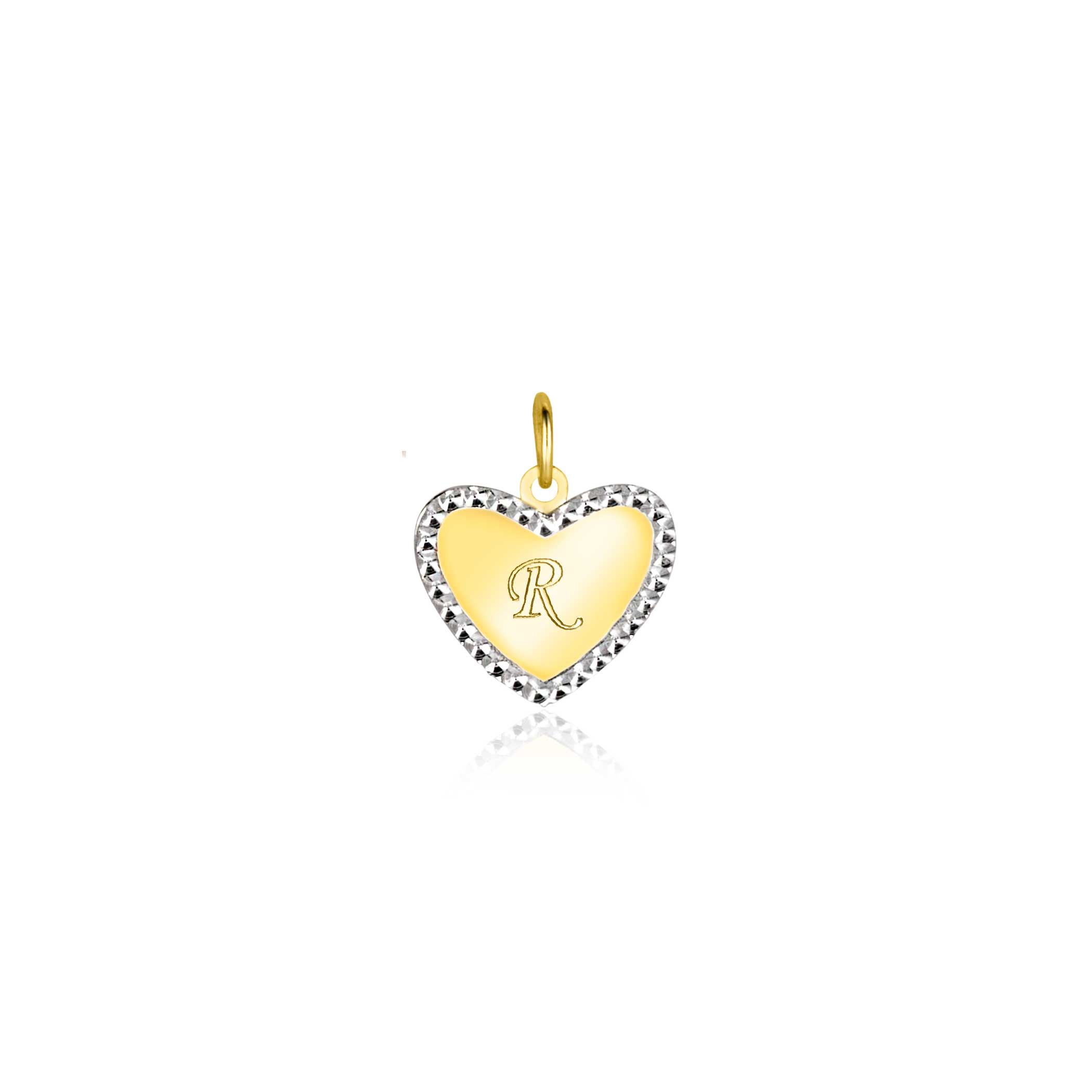 10mm ZINZI Gold 14 krt gouden hanger met glanzend hartje van 10mm en met chique witgouden parelrand ZGH364-10 (zonder collier)