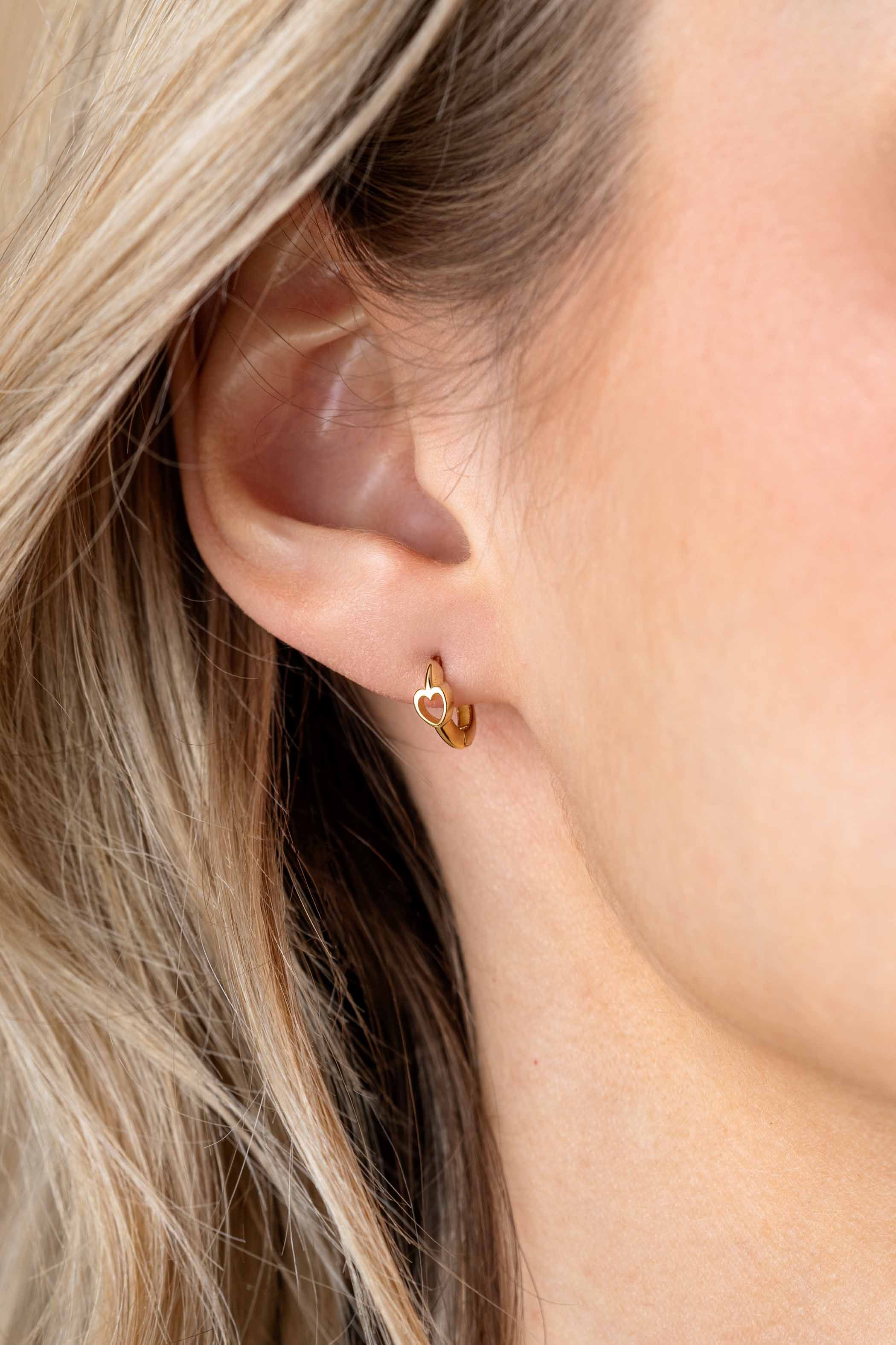 10mm ZINZI Gold 14 krt gouden oorringen met open harten, luxe klapsluiting 10 x 1,6mm ZGO449
