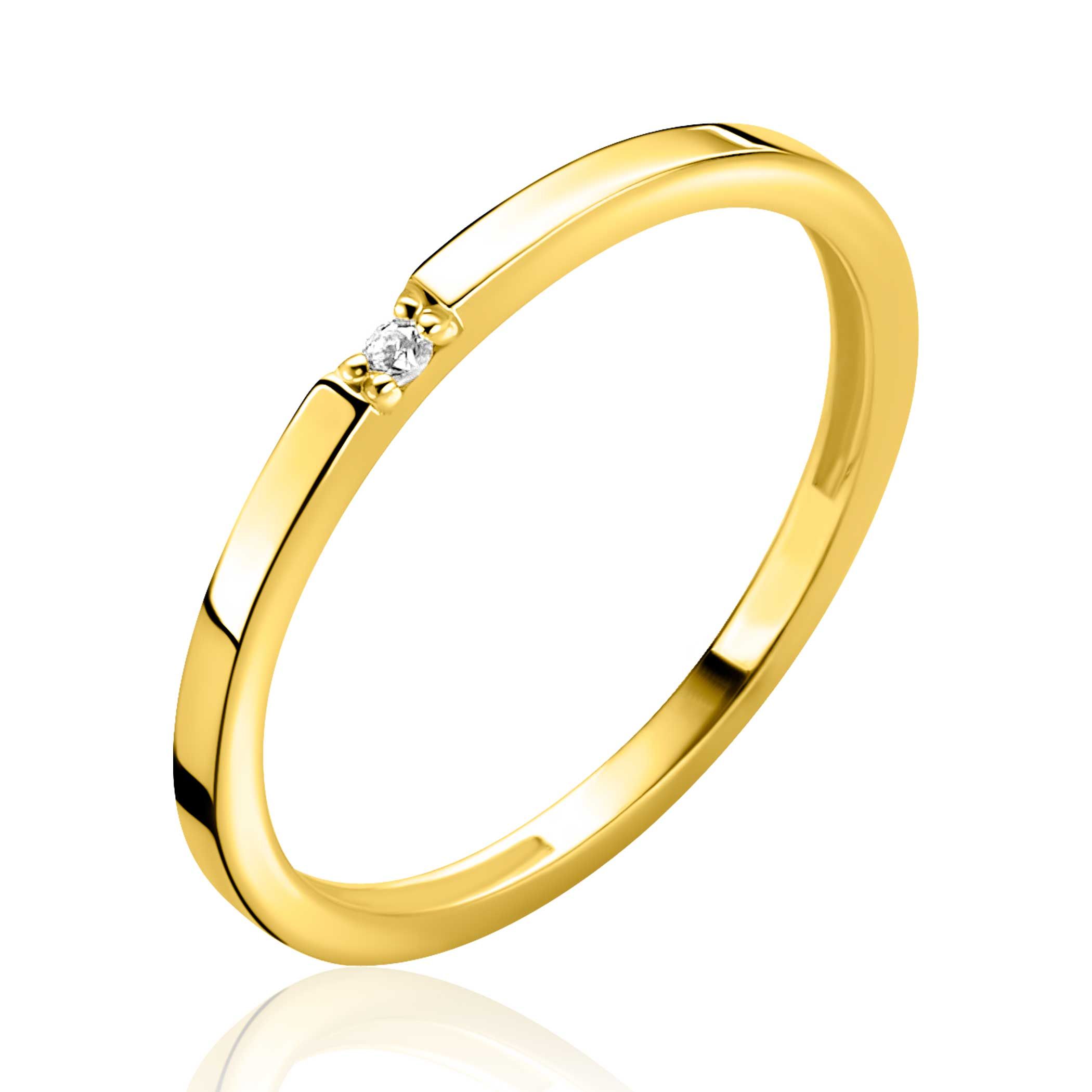 ZINZI Gold 14 krt gouden ring (1,6mm breed) bezet met witte zirconia ZGR561
