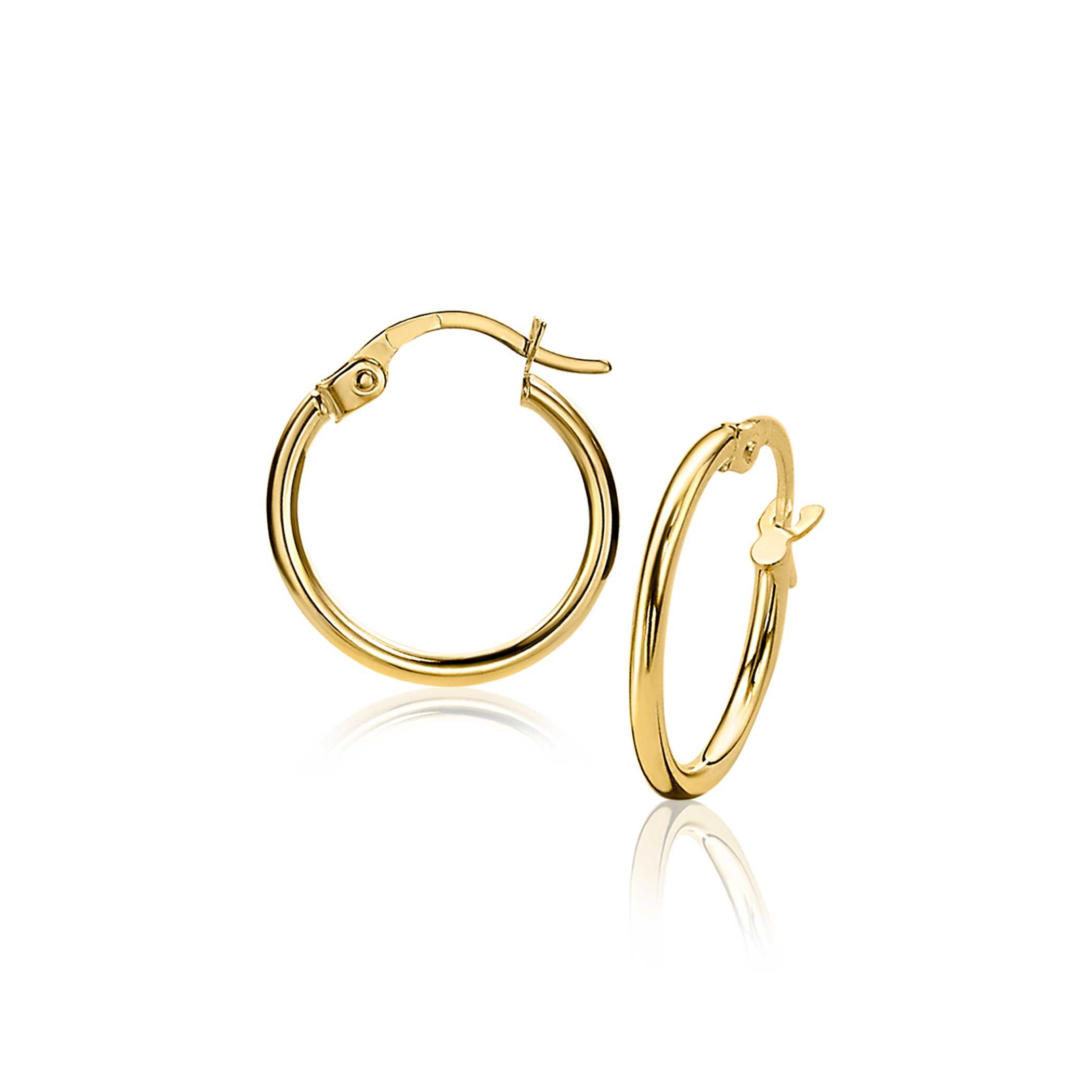 ZINZI Gold 14 karaat gouden oorringen ronde buis 15 x 1,5mm ZGO127


