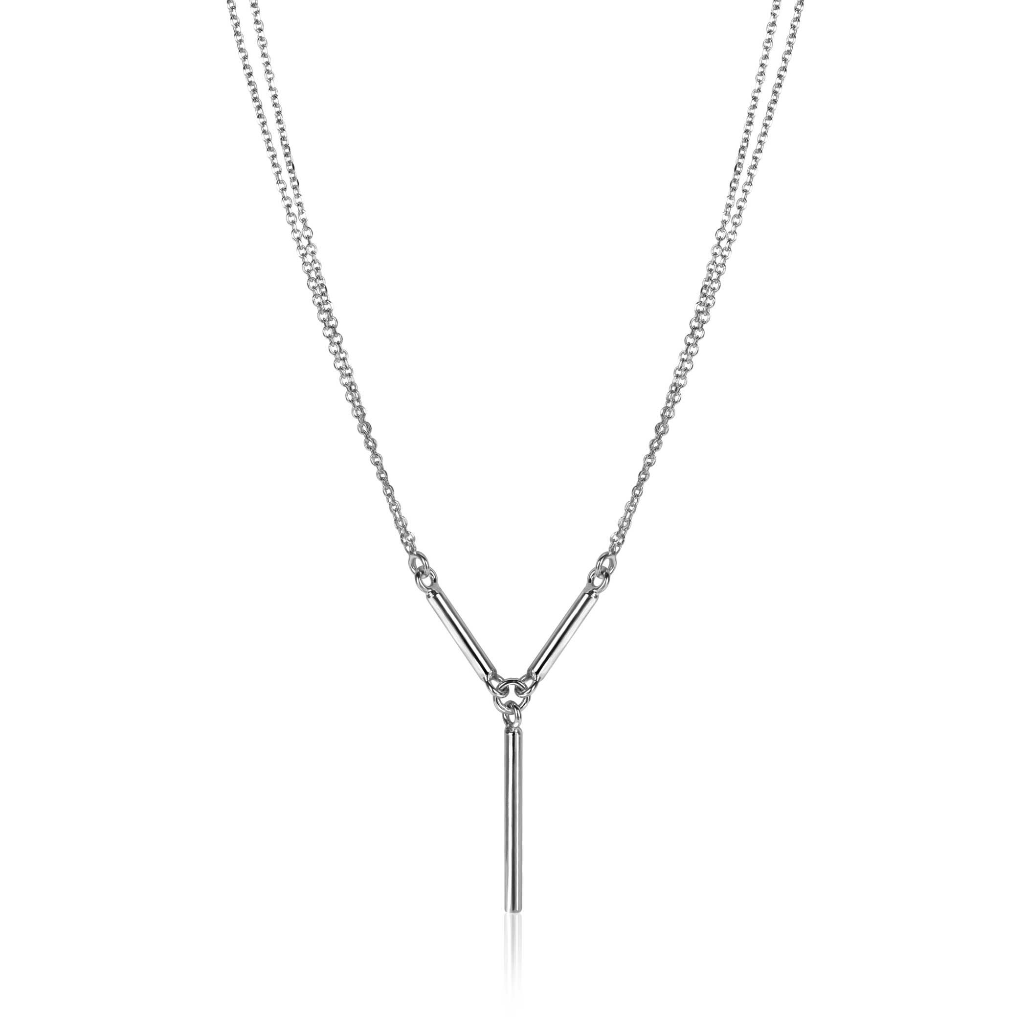 ZINZI multi-look Y-collier met dubbele jasseron schakel en drie glimmende staafjes 42-45cm ZIC-BF106