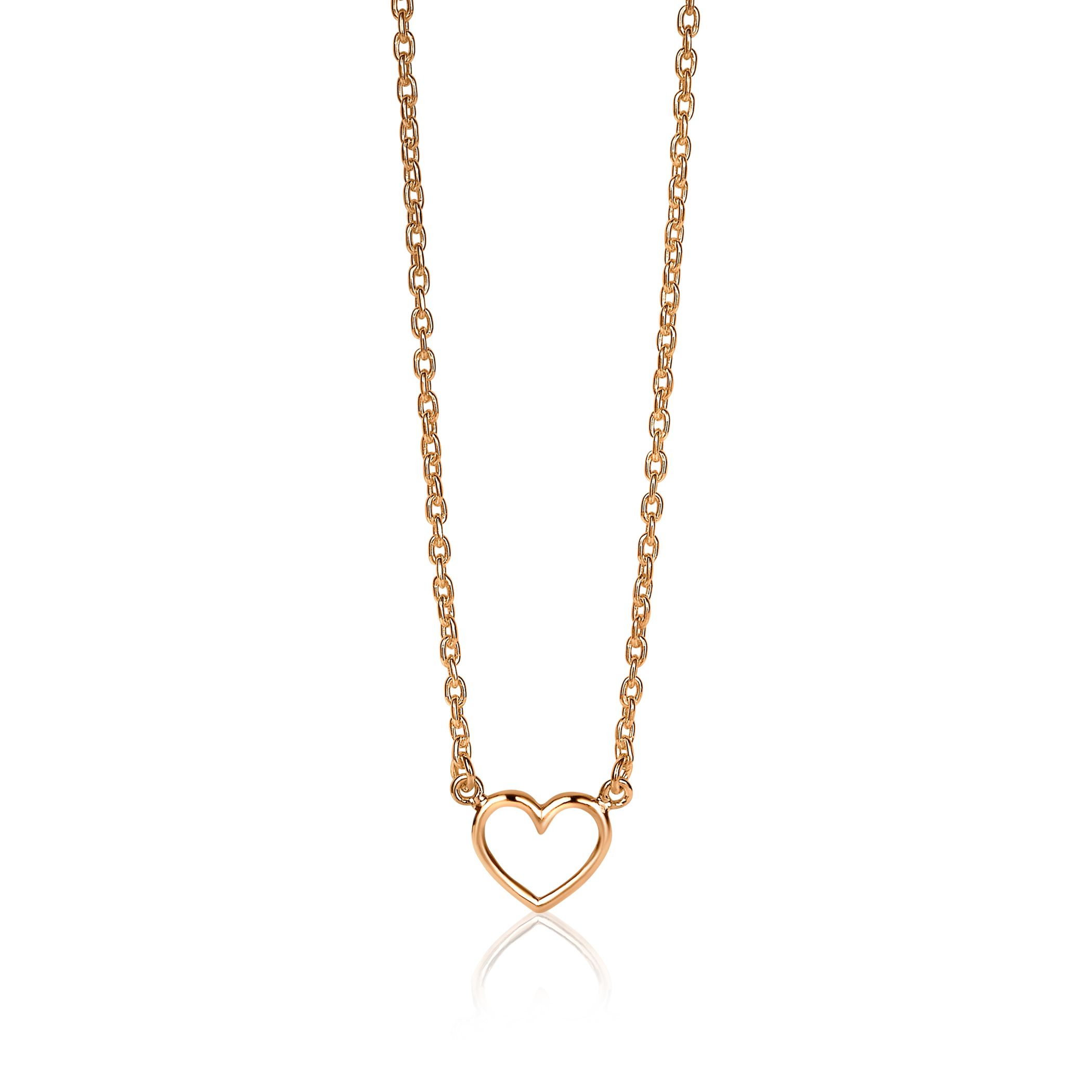 ZINZI zilveren ketting rosé verguld open hartje 40-43cm ZIC1420R
