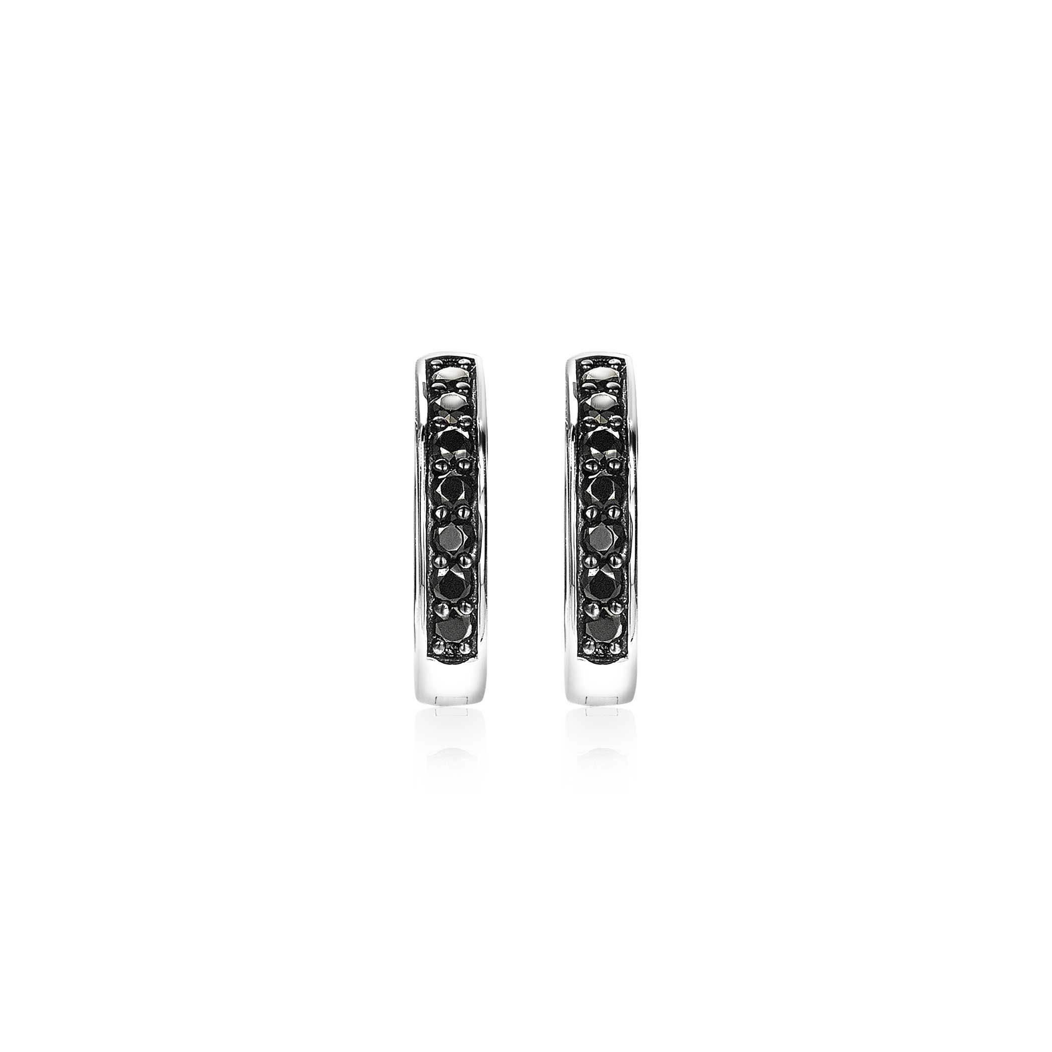Zinzi zilveren oorringen 15 x 3mm zwart met luxe klapsluiting ZIO191B
