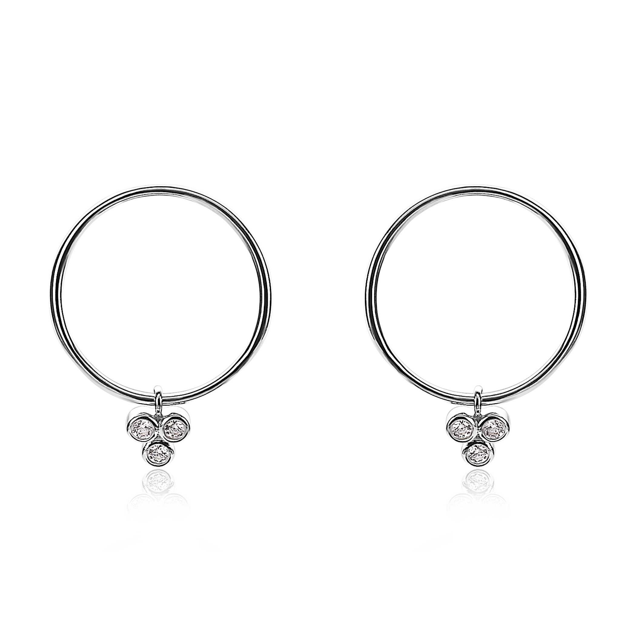 ZINZI zilveren oorsieraden 20mm rond wit ZIO1829CR