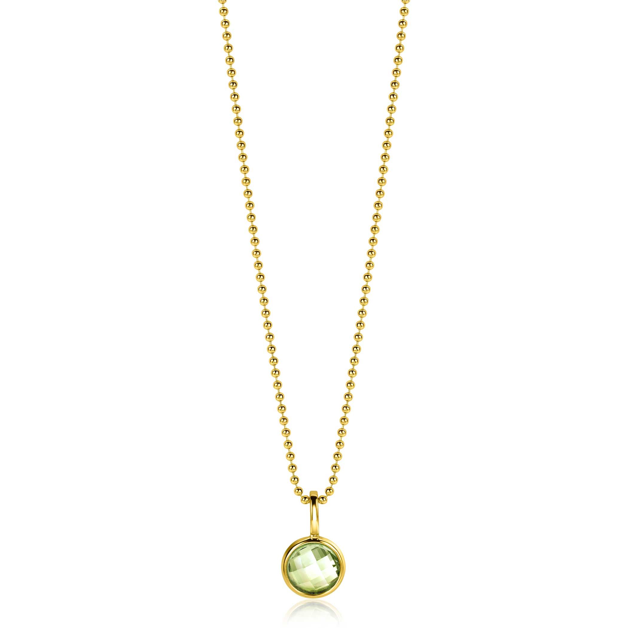 AUGUSTUS hanger 8mm gold plated geboortesteen groen peridoot zirconia (zonder collier)