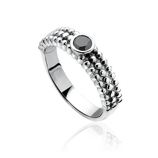 ZINZI zilveren ring zwart ZIR799