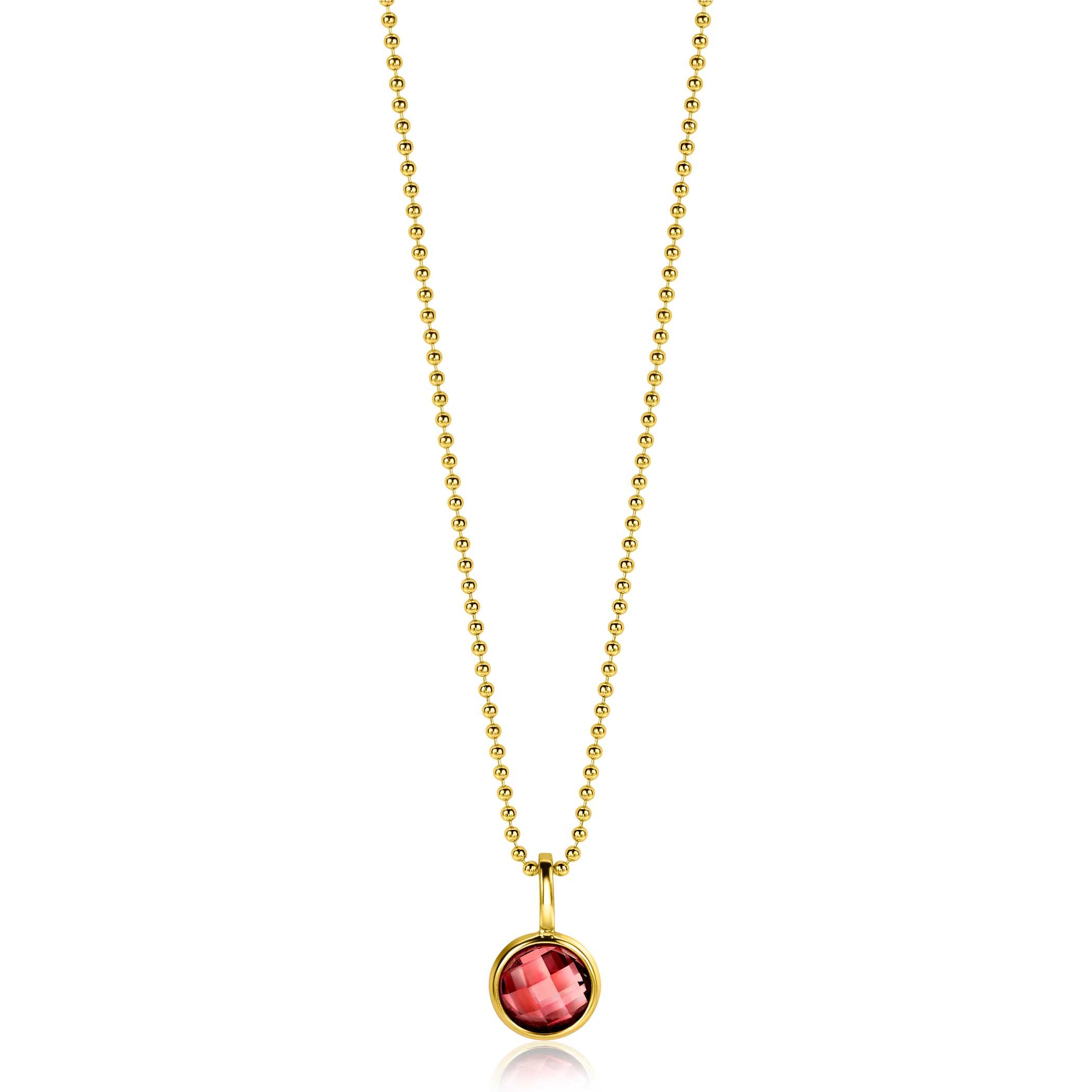 JANUARI hanger 8mm gold plated geboortesteen rood granaat zirconia (zonder collier)