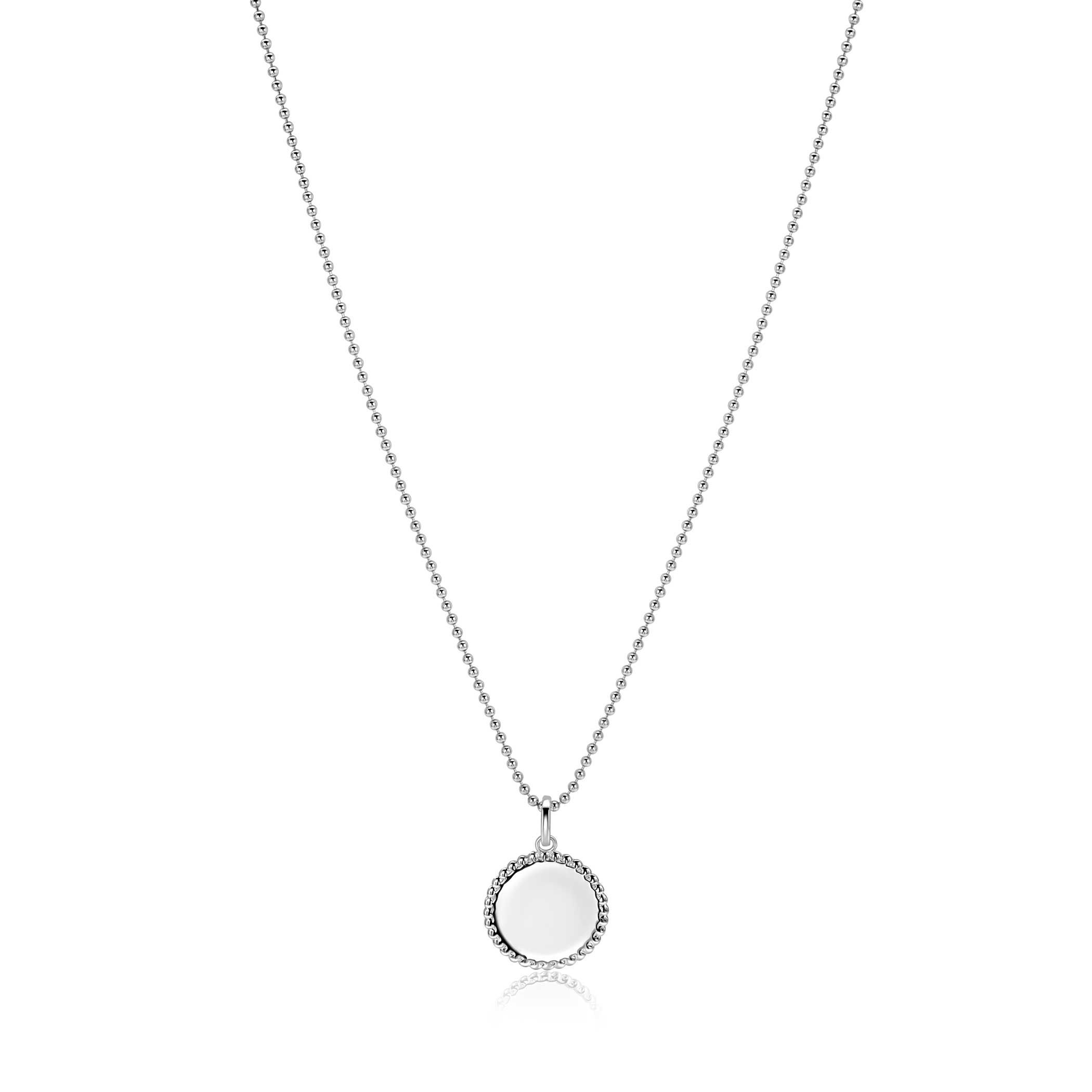 13.5mm ZINZI zilveren coin hanger met parelrand voor gravure ZIH2651 (zonder collier)