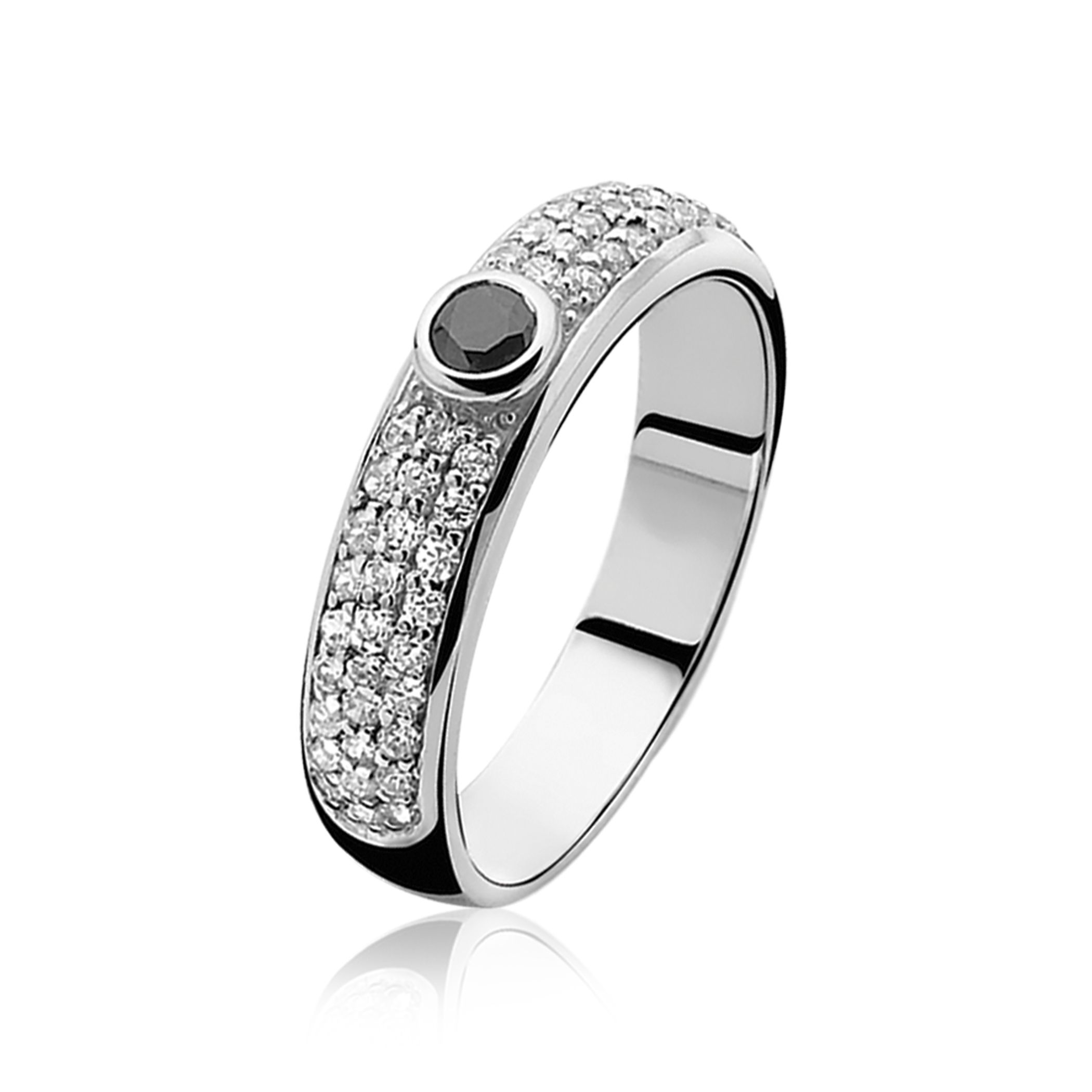 ZINZI zilveren ring zwart ZIR764