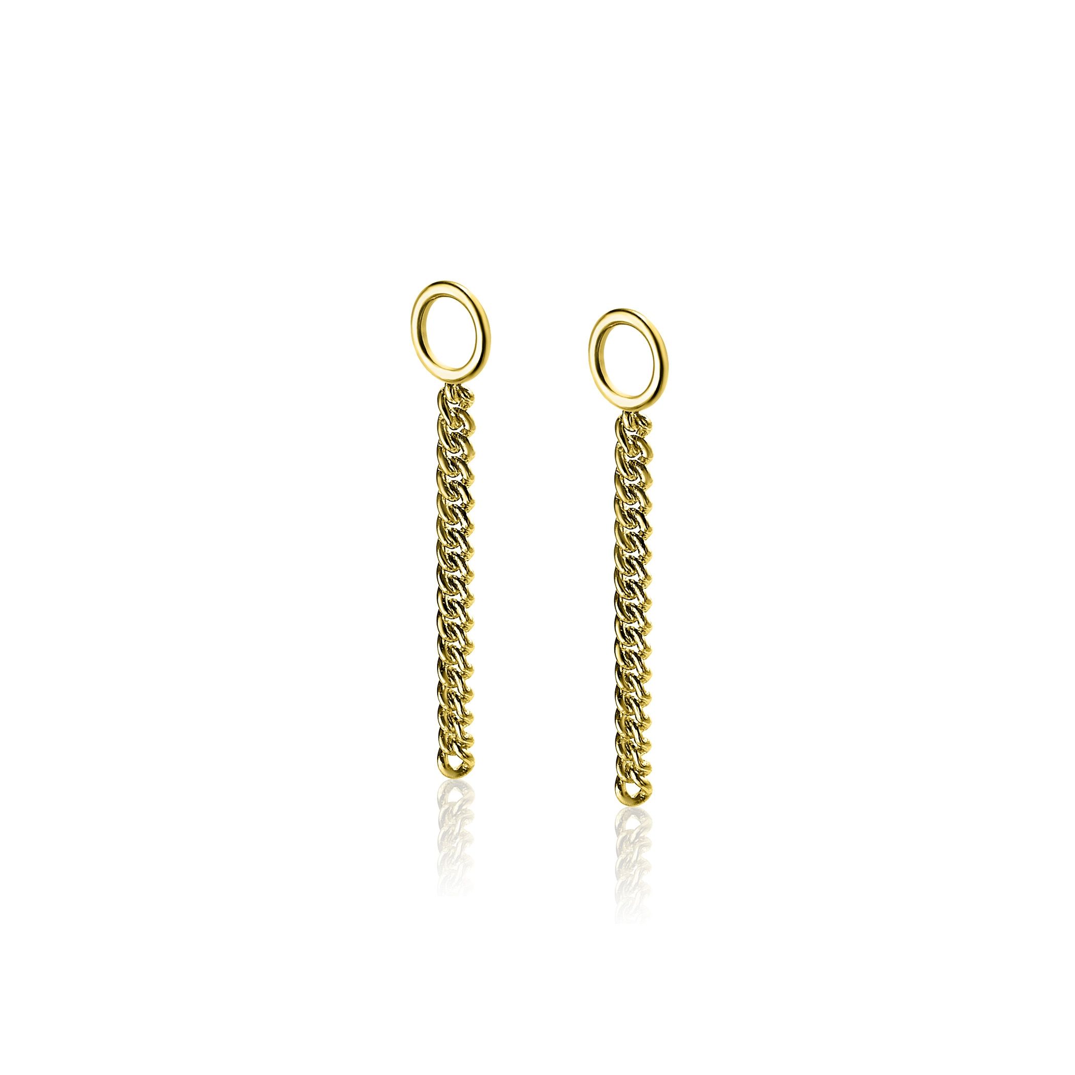 ZINZI zilveren oorbedels geel verguld gourmet ketting 30mm ZICH1694G (zonder oorringen)