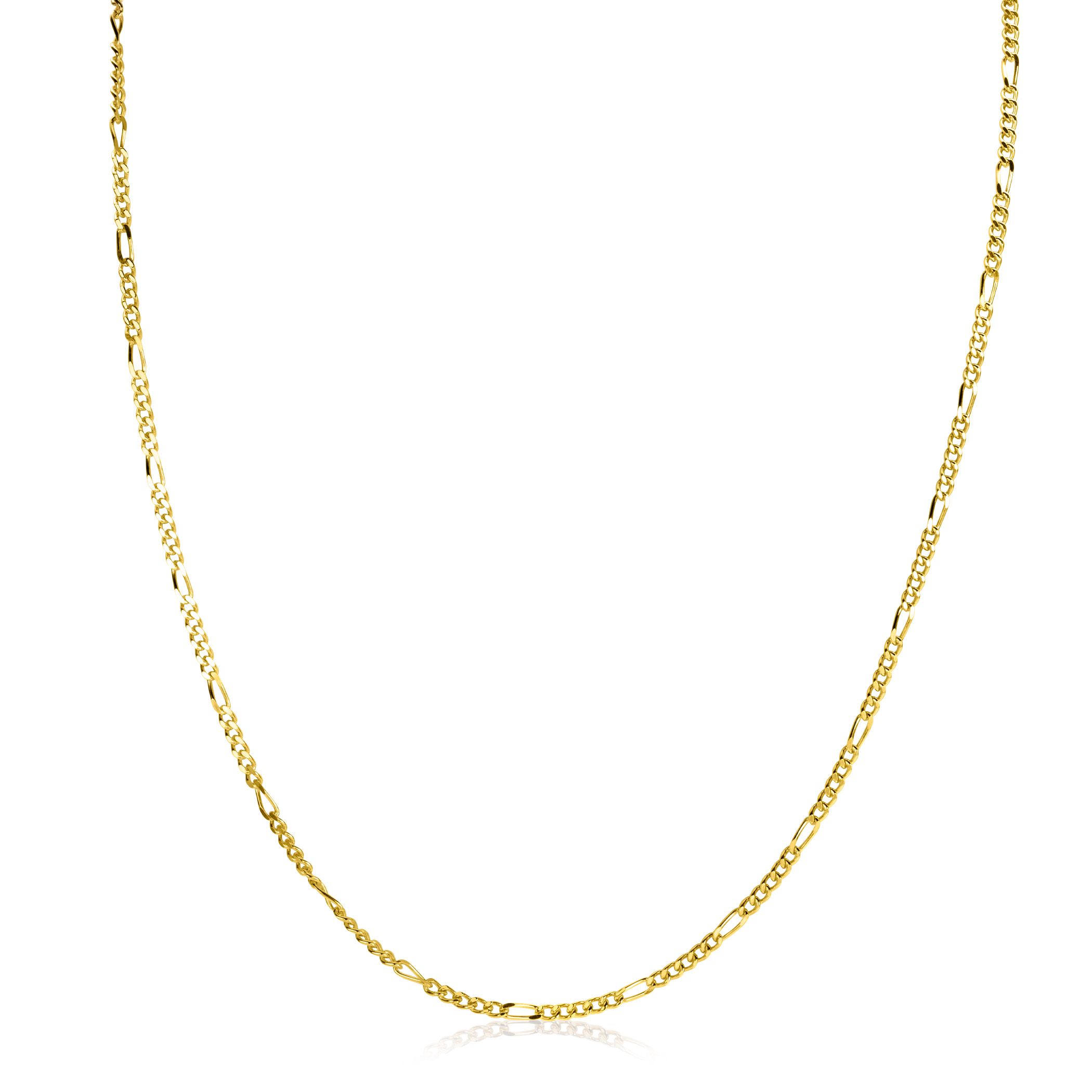 45cm ZINZI gold plated zilveren figaro ketting ZILC-F45G