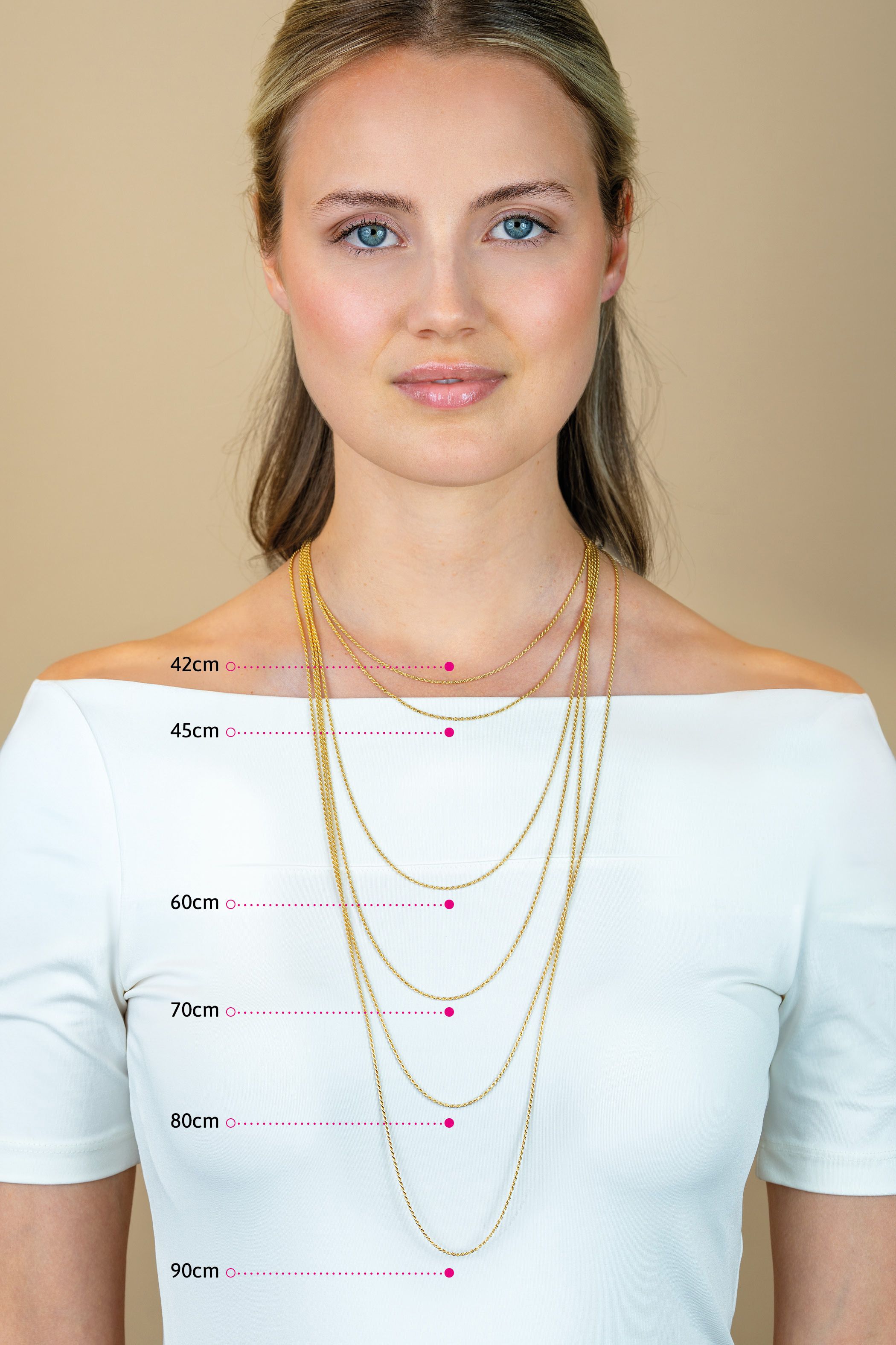 70cm ZINZI zilveren bolletjes ketting gold plated. 0,9mm breed ZILC-B70G