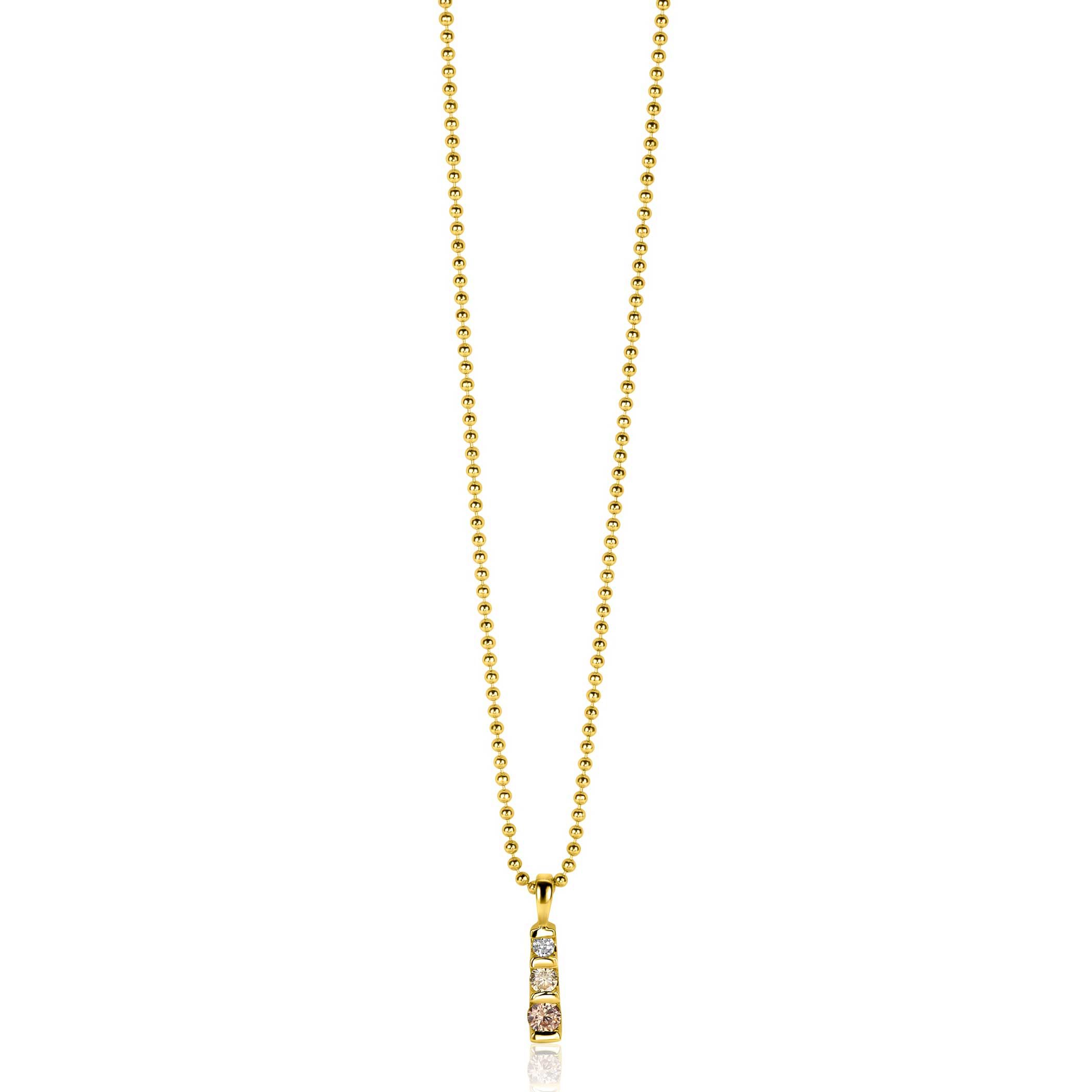 15mm ZINZI gold plated zilveren hanger bezet met champagne, peridot en witte zirconia ZIH2612 (zonder collier)