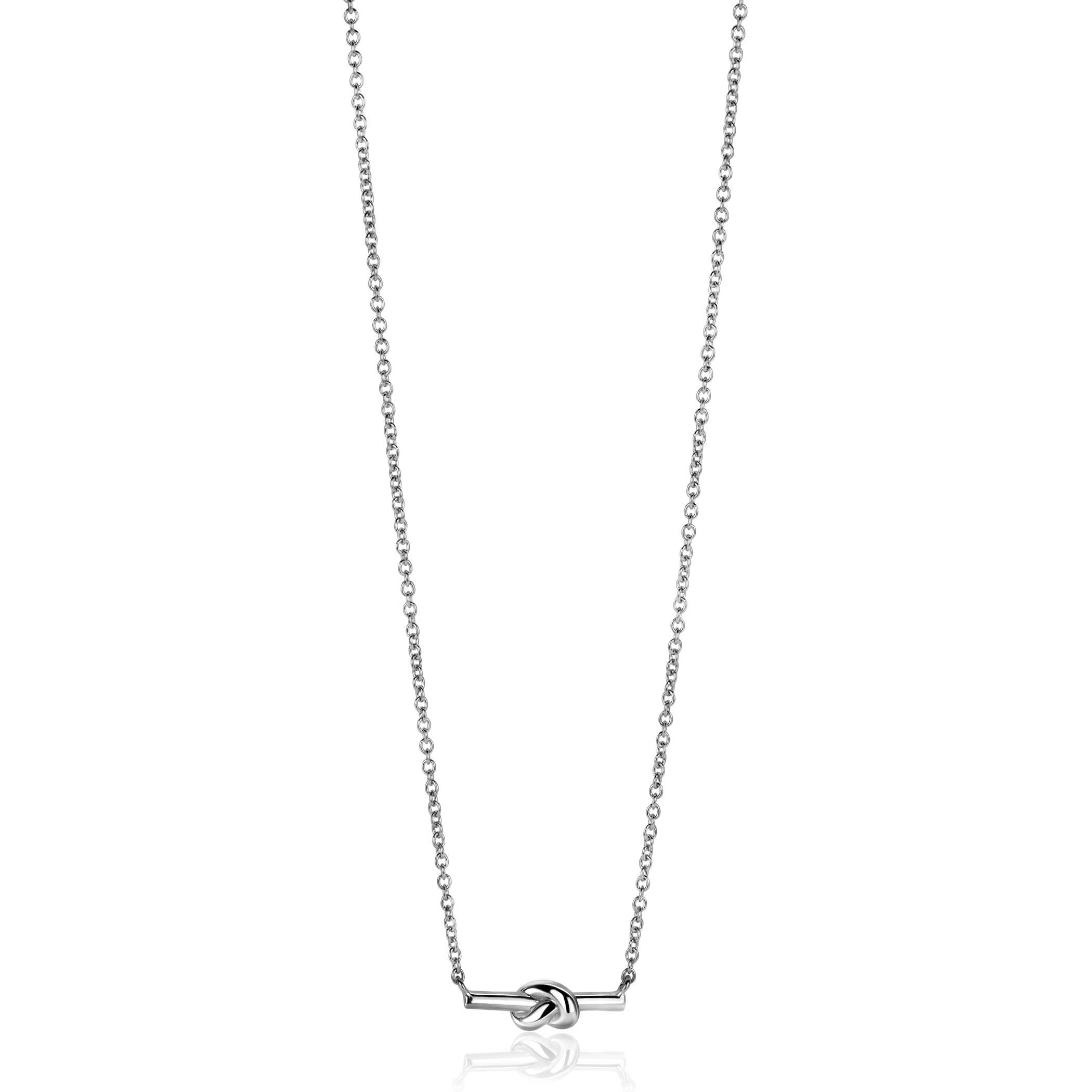 ZINZI zilveren schakel ketting met staafje en trendy knoop 45-48cm ZIC2613