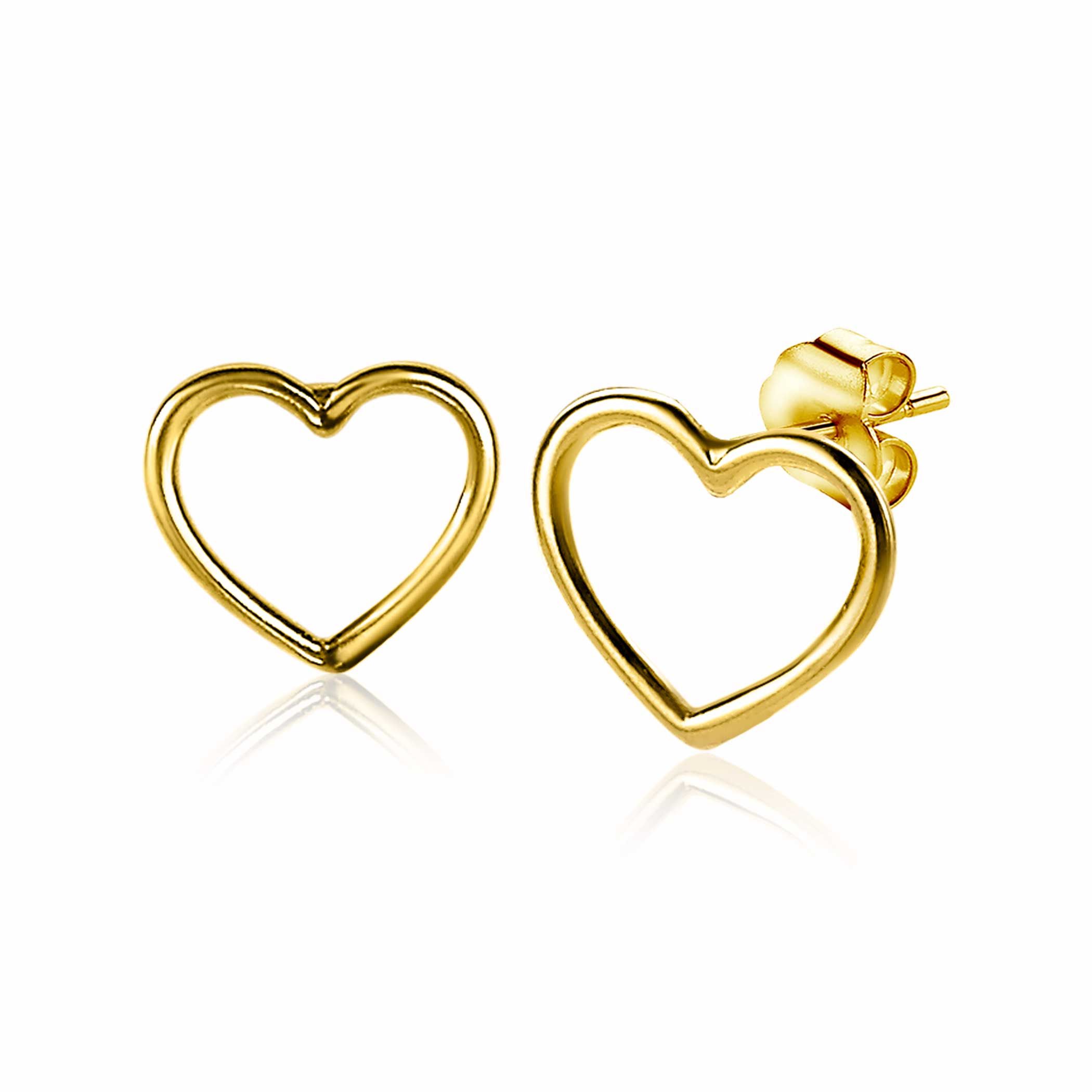 ZINZI zilveren oorknoppen 14K geelverguld open hart 8mm ZIO1630G