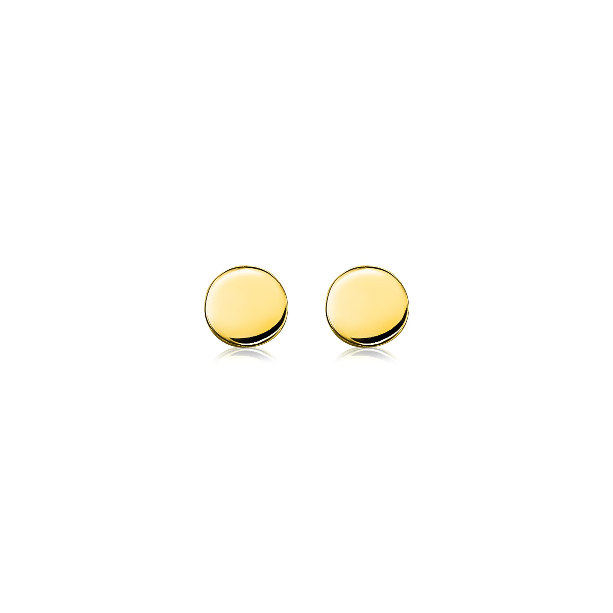 ZINZI zilveren oorknoppen geel verguld glad rond 6mm ZIO1376G