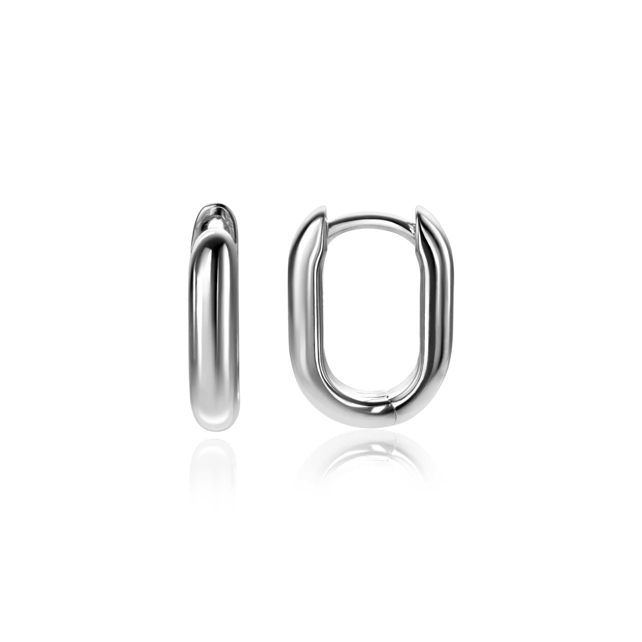 14,5mm ZINZI zilveren oorringen in ovale vorm met ronde buis 3mm breed ZIO2603