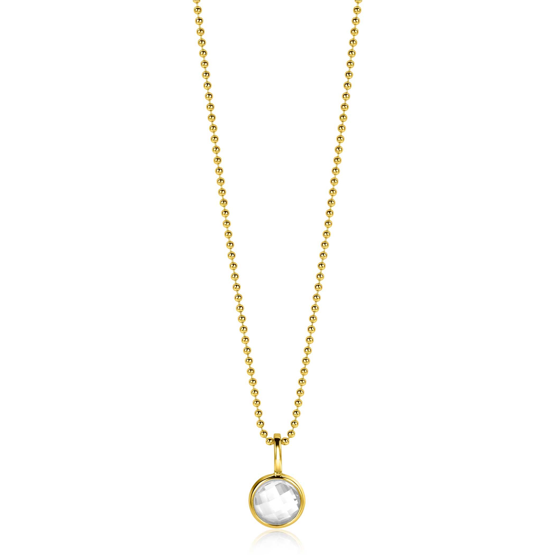 APRIL hanger 8mm gold plated geboortesteen diamant wit zirconia (zonder collier)