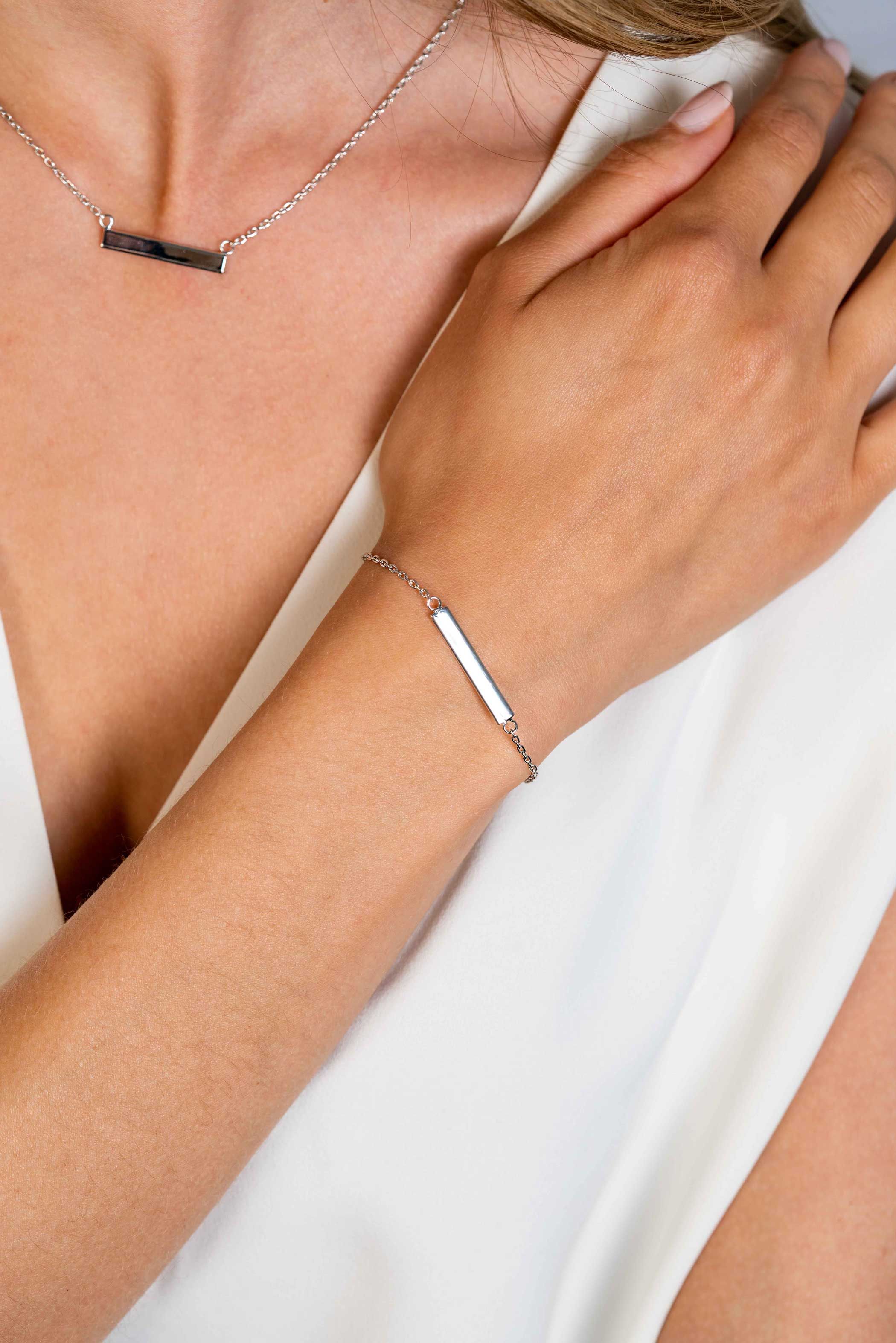 ZINZI zilveren armband met glanzend plaatje om te graveren 17-20cm ZIA2344