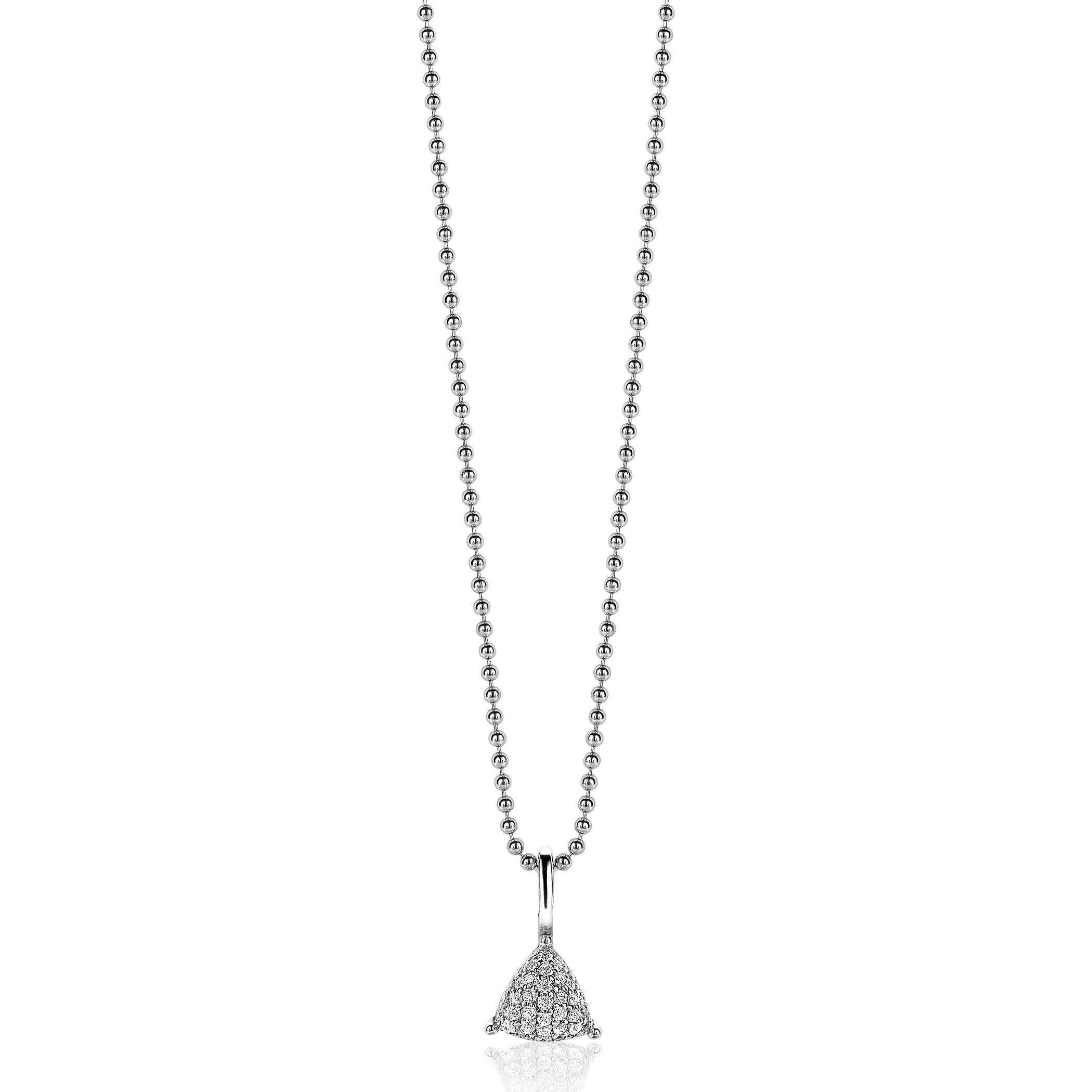 ZINZI zilveren hanger driehoek wit ZIH2075 (zonder collier)