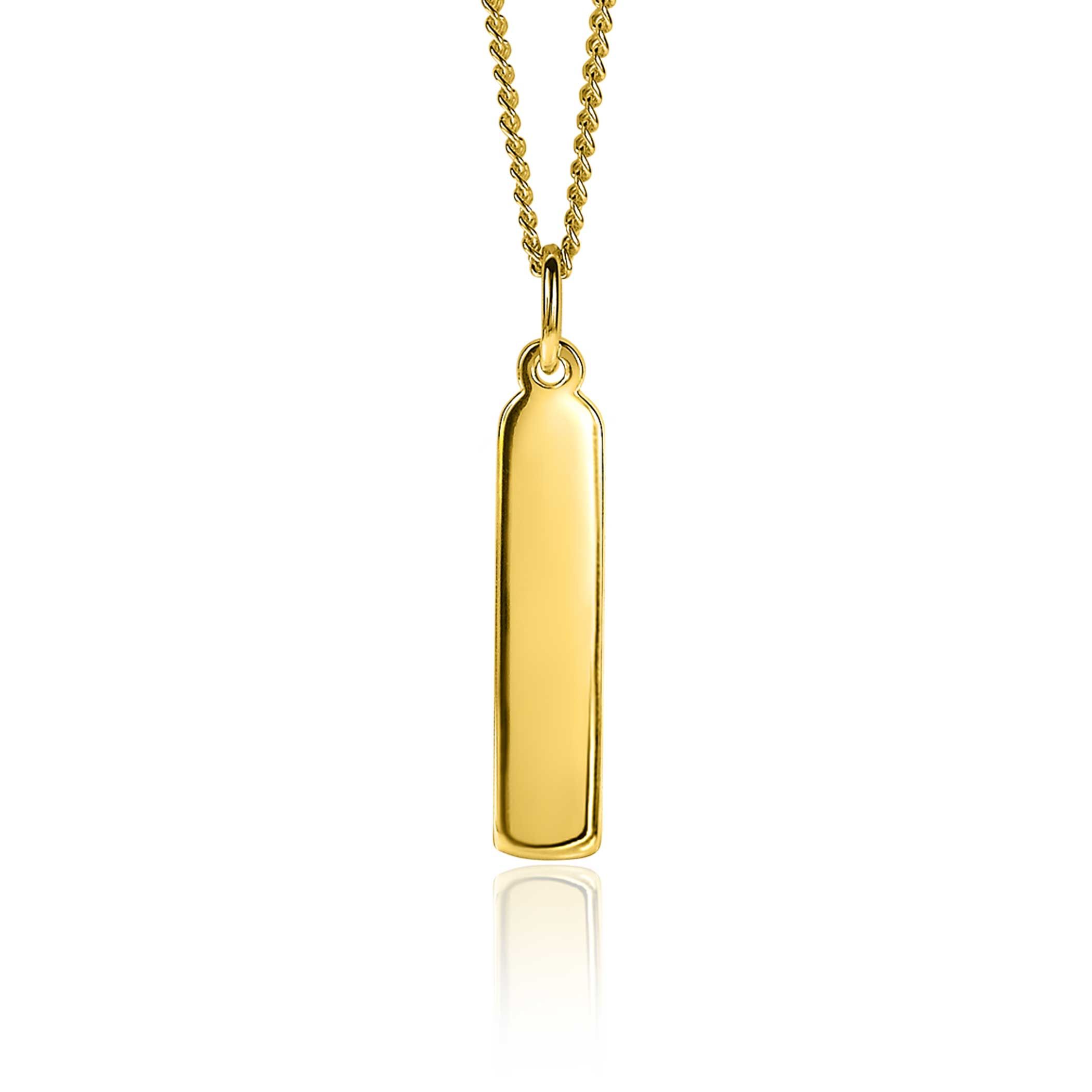 ZINZI zilveren hanger 14K geel verguld 32mm langwerpige plaat ZIH2213G (zonder collier)
