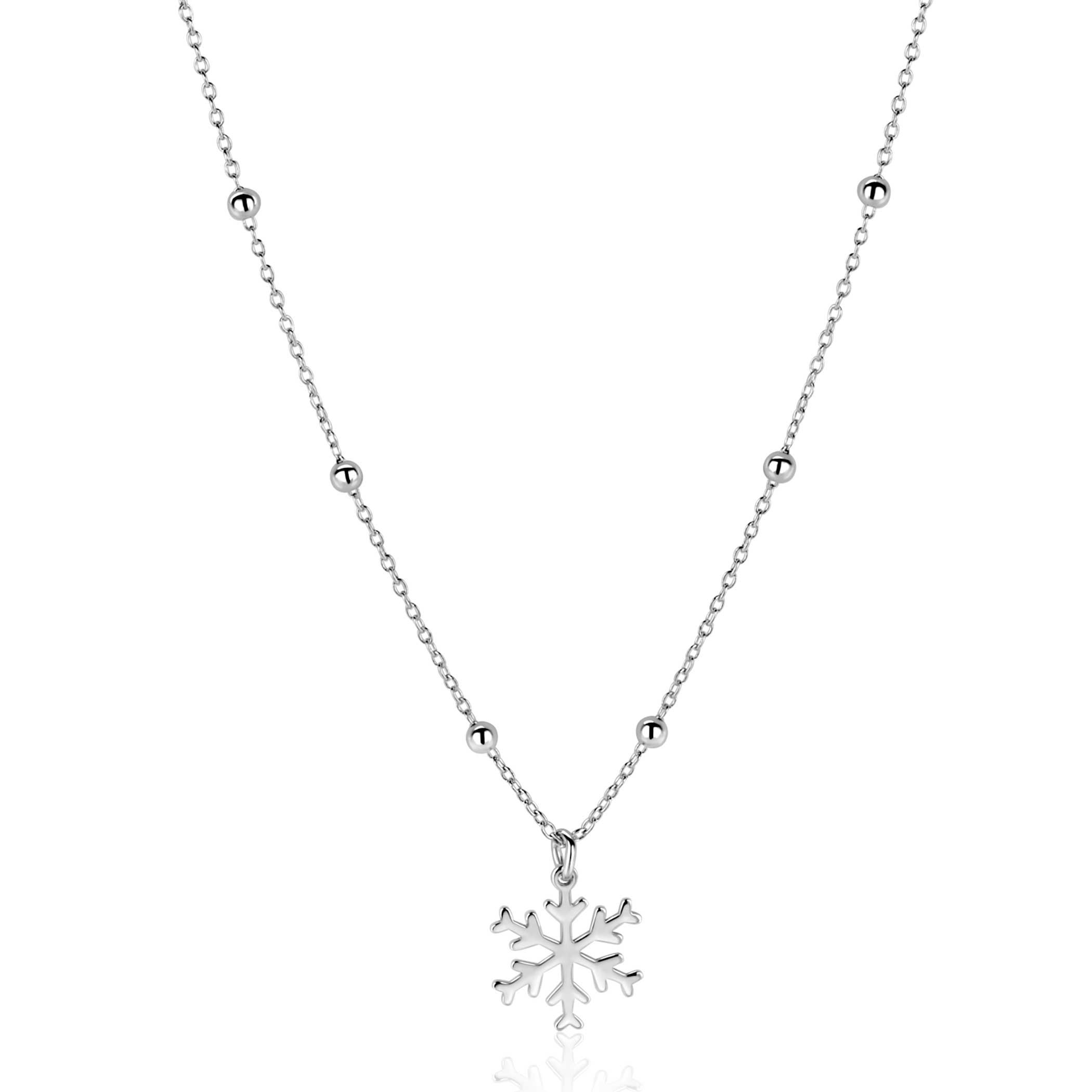 ZINZI zilveren bolletjes ketting 48cm met sneeuwvlok hanger ZIC2777