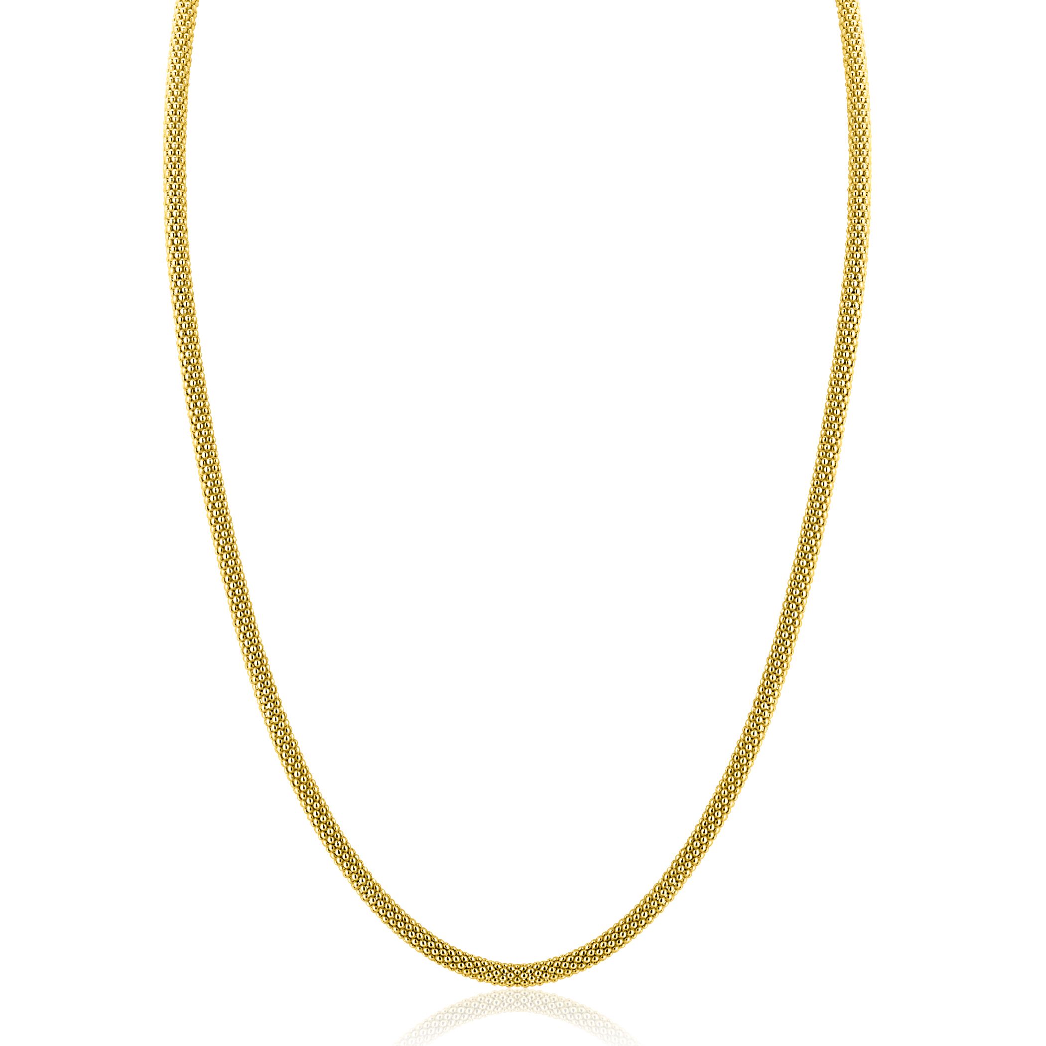 ZINZI gold plated zilveren popcorn ketting 3mm breed 42cm ZIC2765G