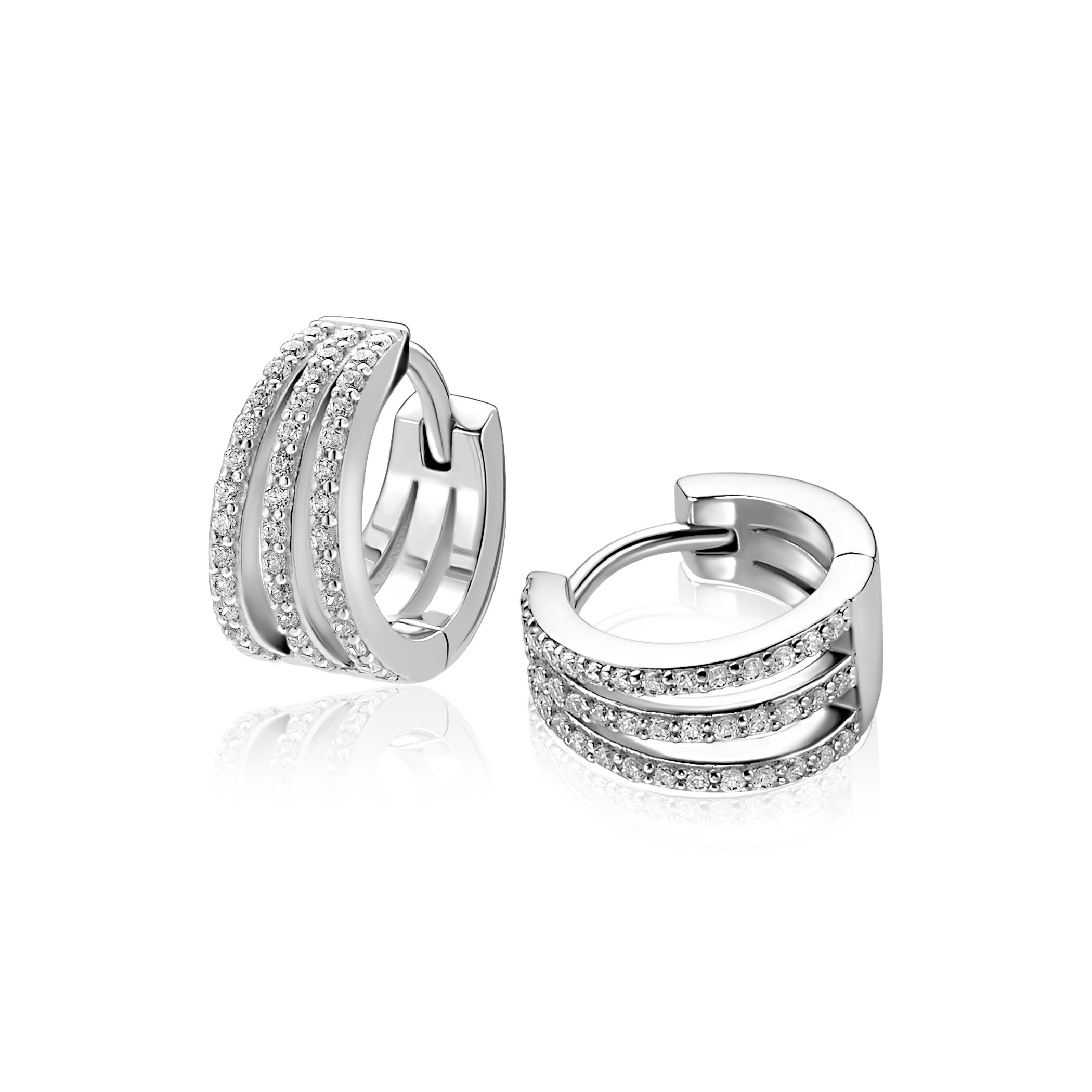 13mm ZINZI zilveren multi-look oorringen met luxe scharniersluiting 6mm breed ZIO2727