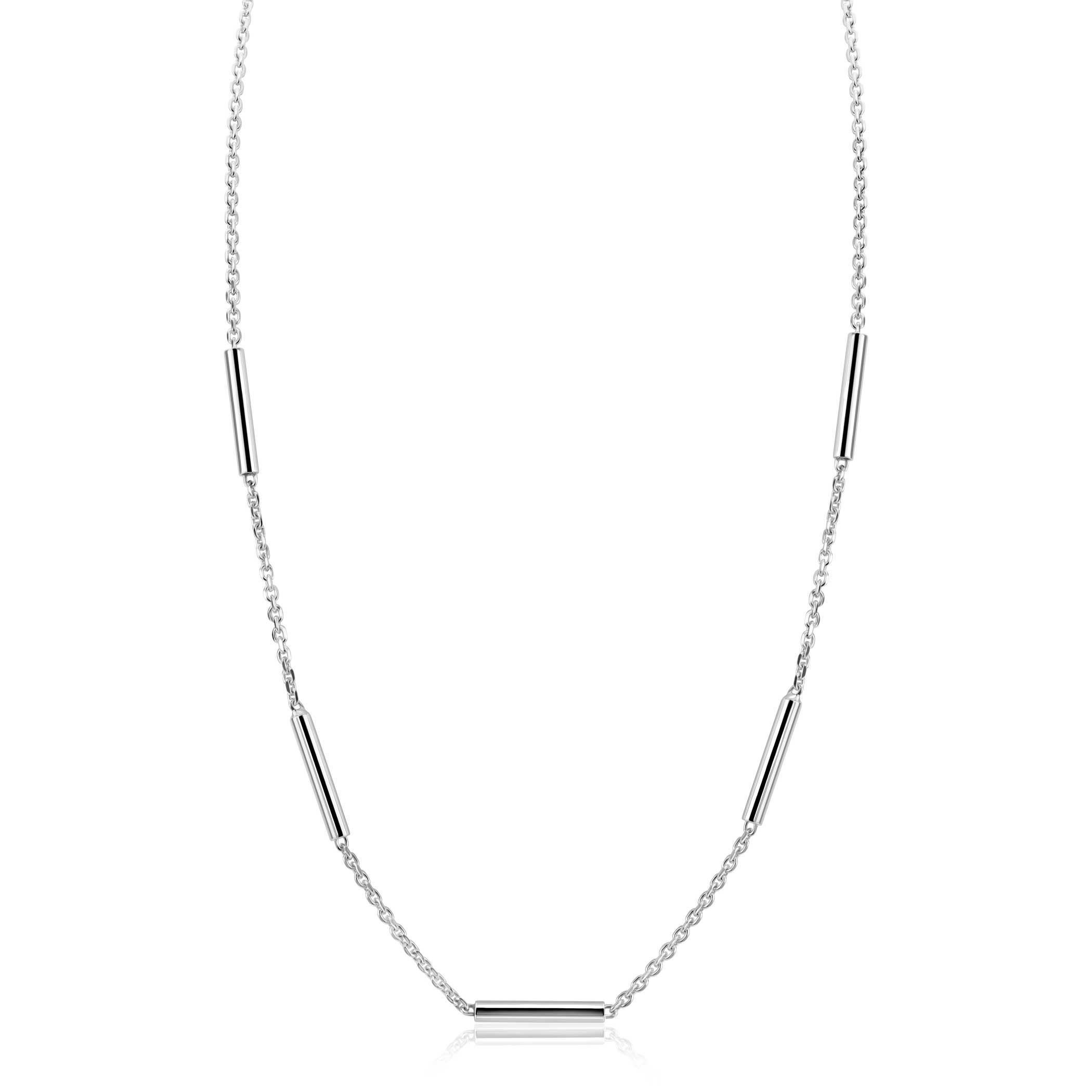 ZINZI zilveren schakelketting 45cm met vijf gladde ronde staafjes ZIC2800