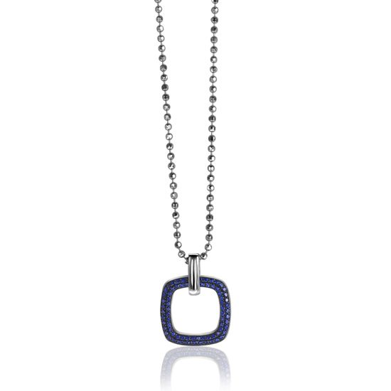 Zinzi zilveren vierkante hanger blauw ZIH1159B 
