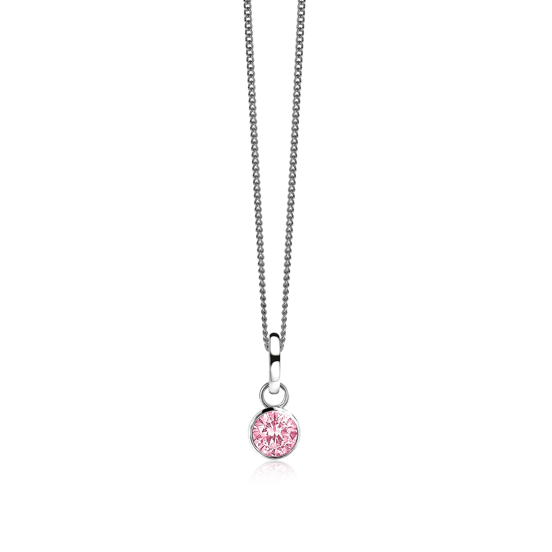 ZINZI zilveren oorbedels roze ZICH186R (zonder oorringen)
