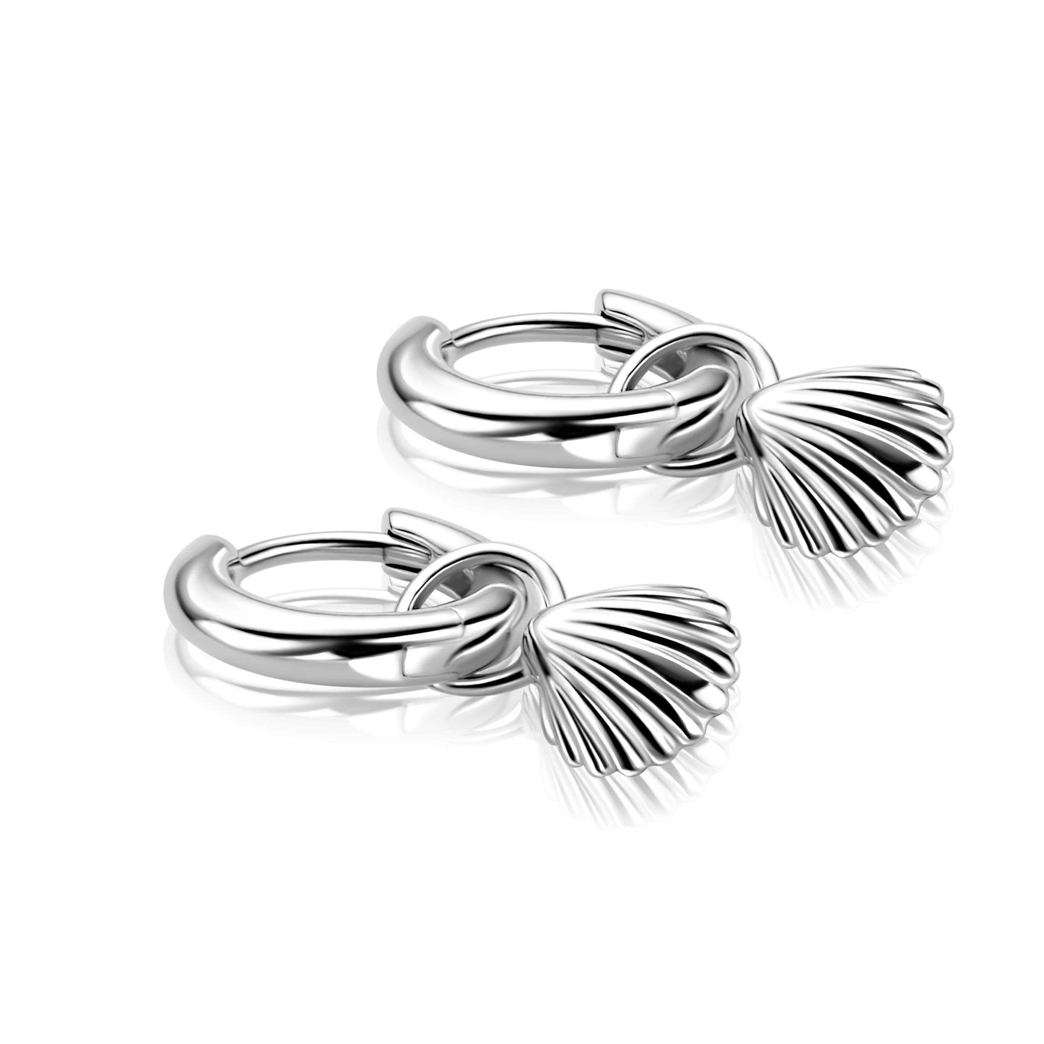 8mm ZINZI zilveren oorbedels schelp ZICH2732 (zonder oorringen)