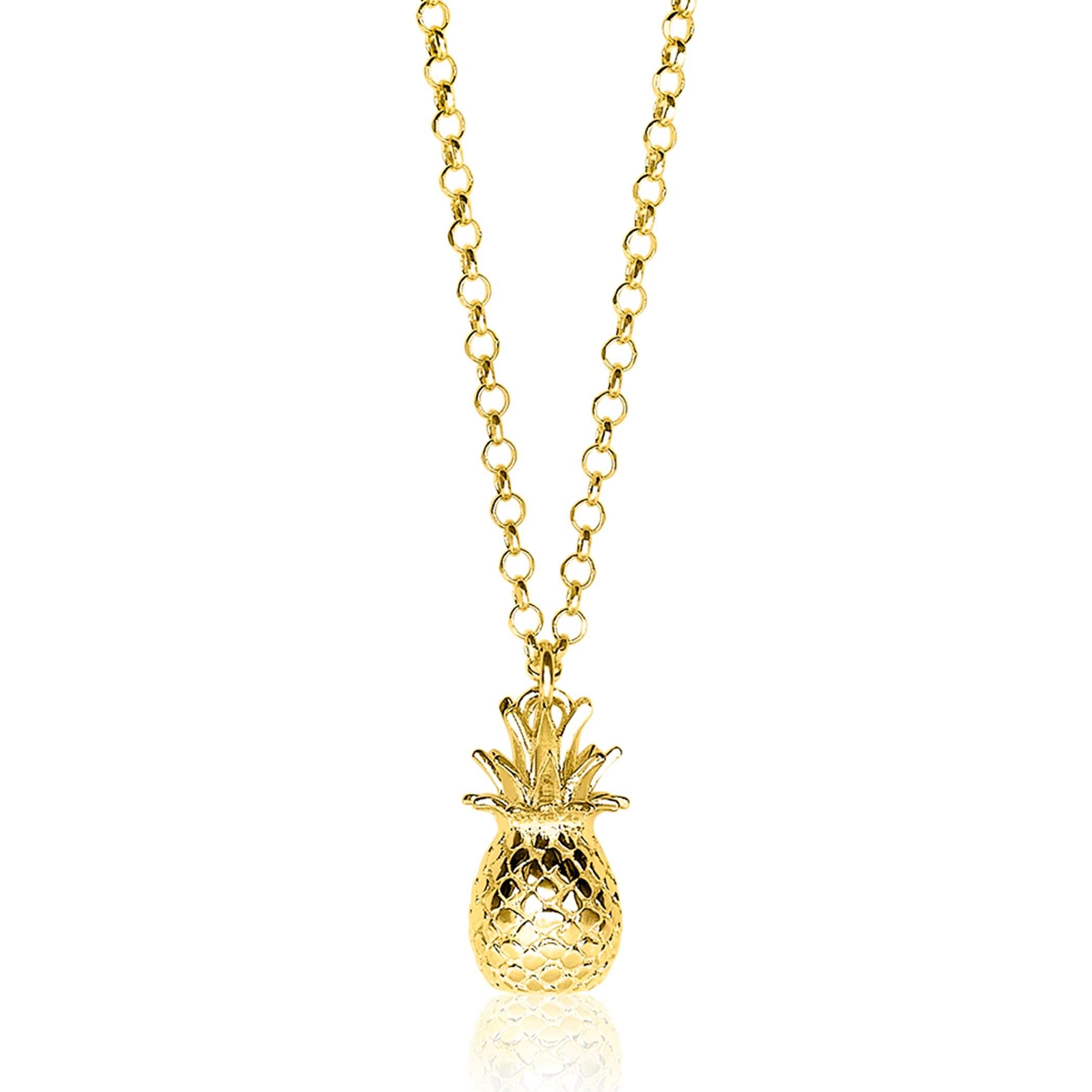 ZINZI zilveren ketting geel verguld ananas 42-45cm ZIC1699G