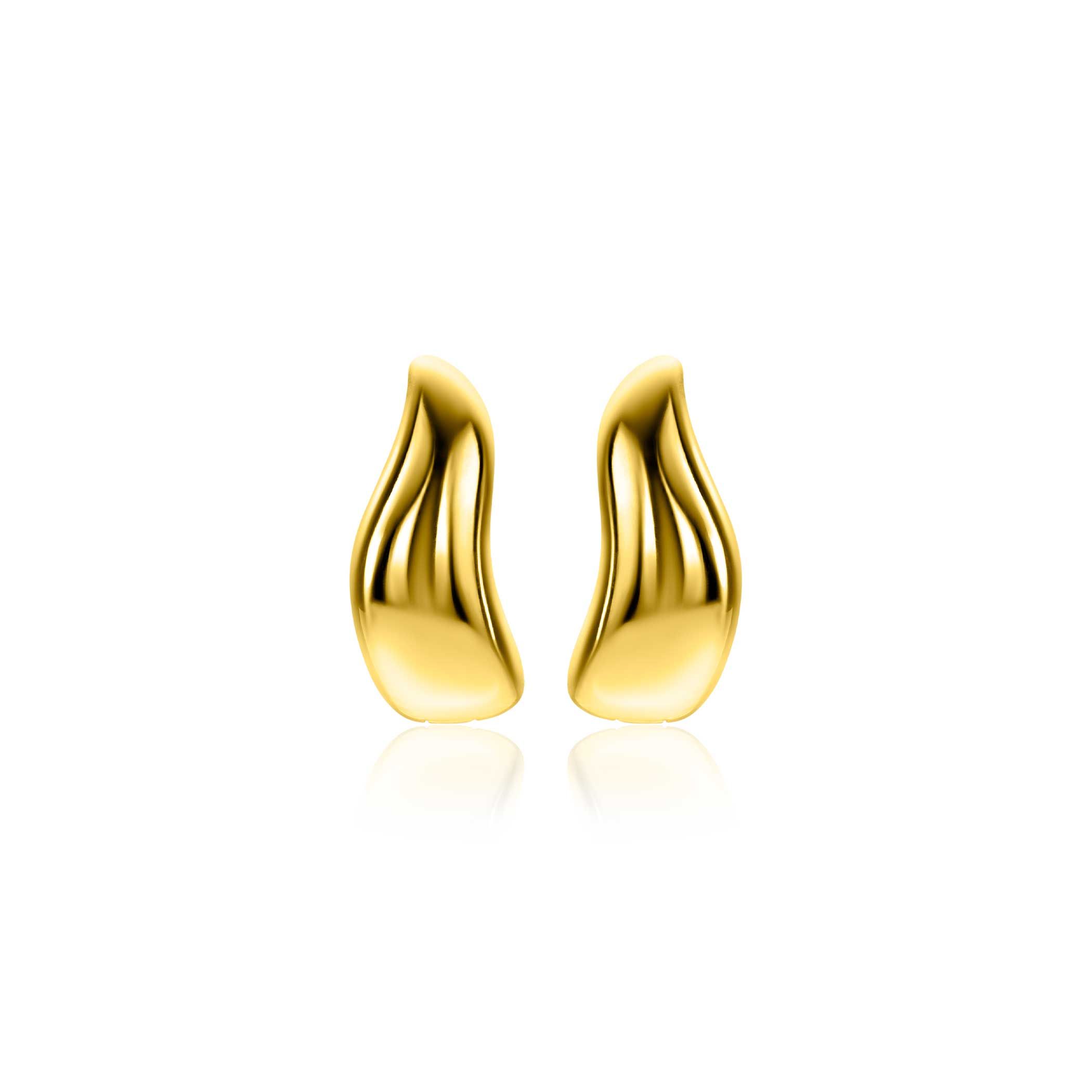 15mm ZINZI gold plated zilveren oorringen organisch gevormd 6,5mm breed met luxe klapsluiting ZIO2609G