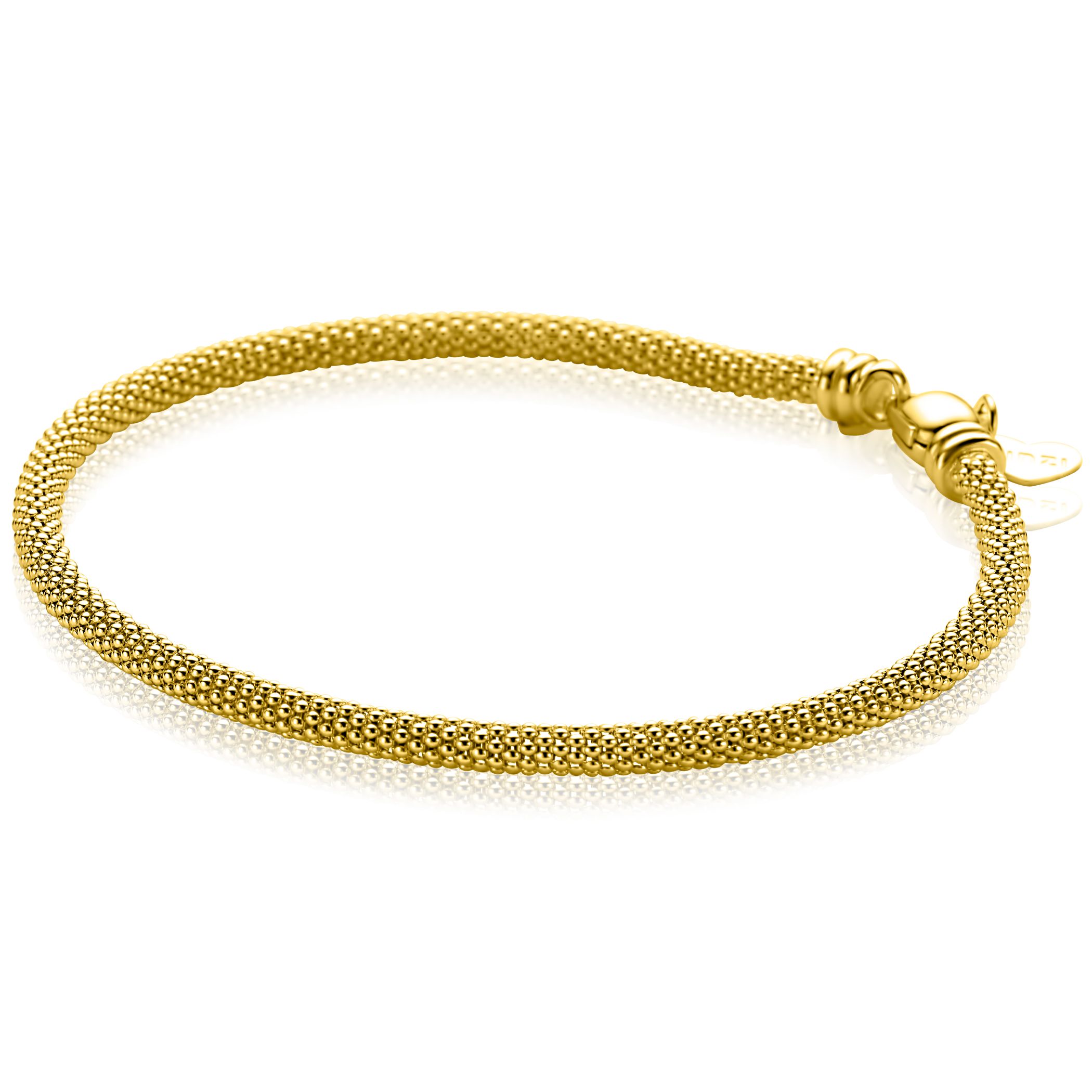 ZINZI gold plated zilveren popcorn armband 3mm breed 19cm ZIA2765G