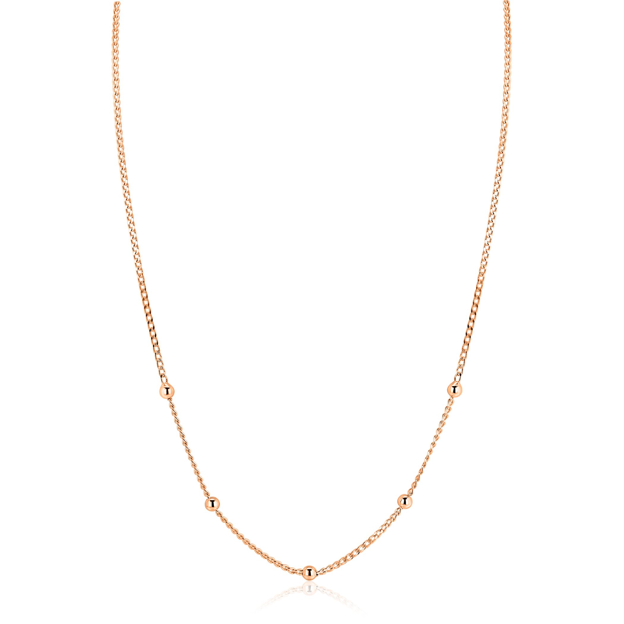 ZINZI rosé-plated zilveren gourmet ketting met vijf bolletjes 42–45cm ZIC2714R