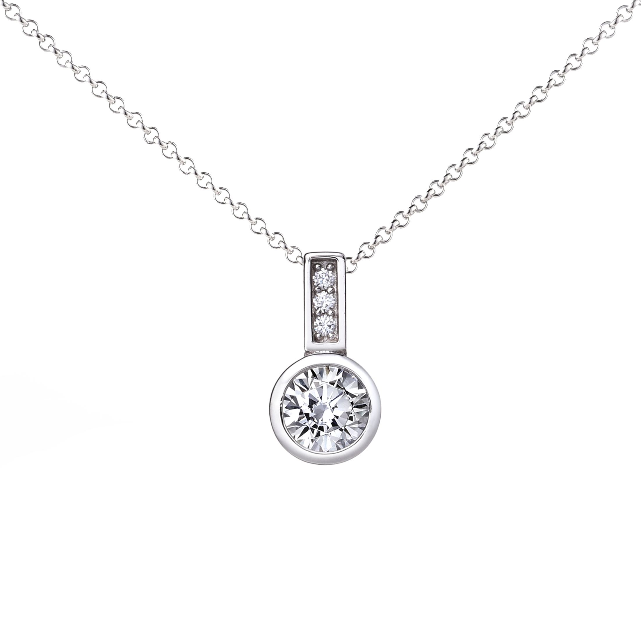 ZINZI zilveren hanger rond wit ZIH1662 (zonder collier)