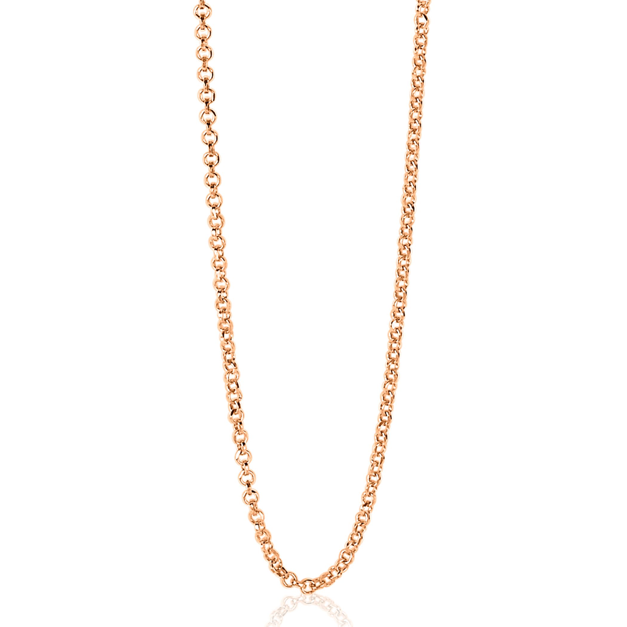 90cm ZINZI zilveren jasseron ketting geel verguld ZILC-J90R