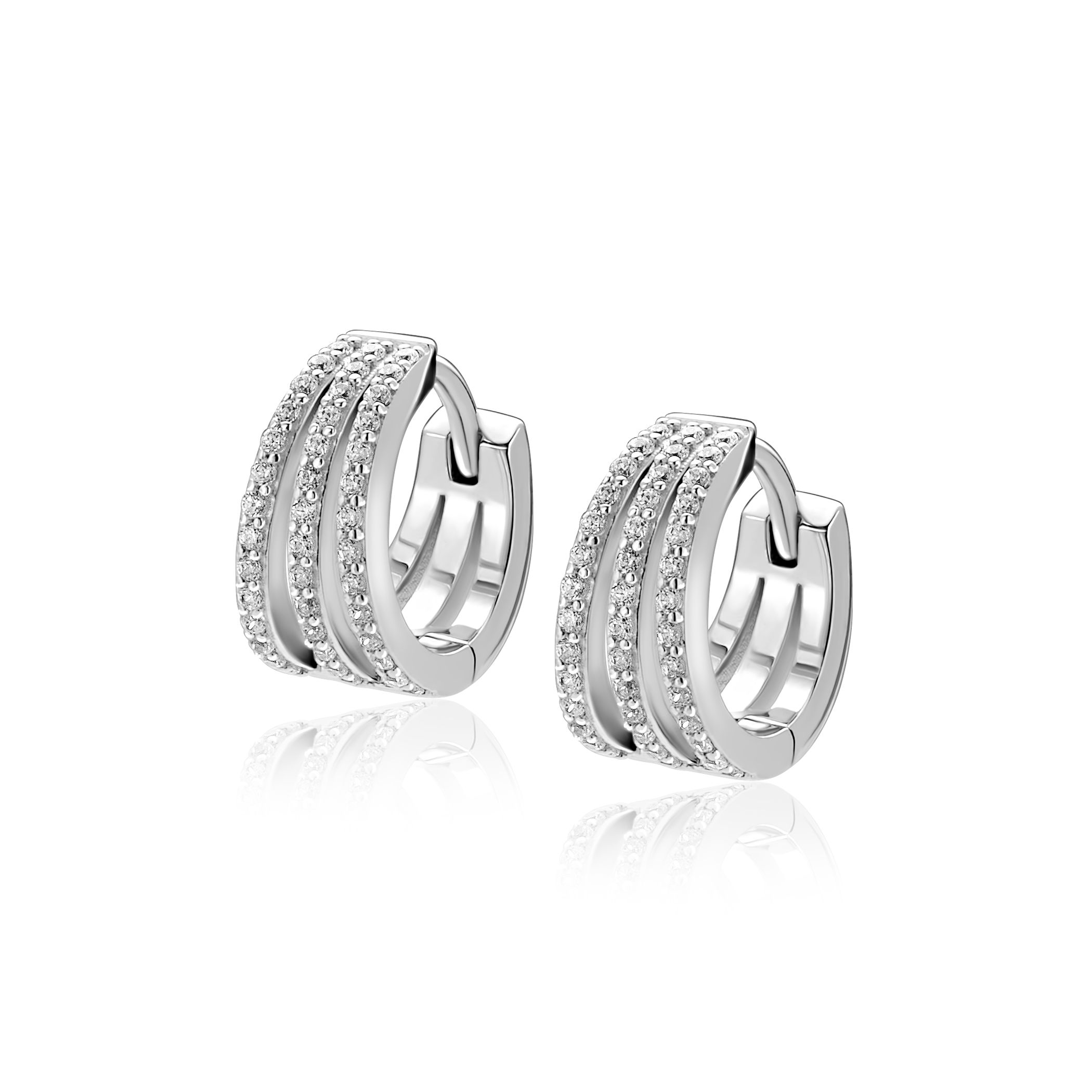 13mm ZINZI zilveren multi-look oorringen met luxe scharniersluiting 6mm breed ZIO2727