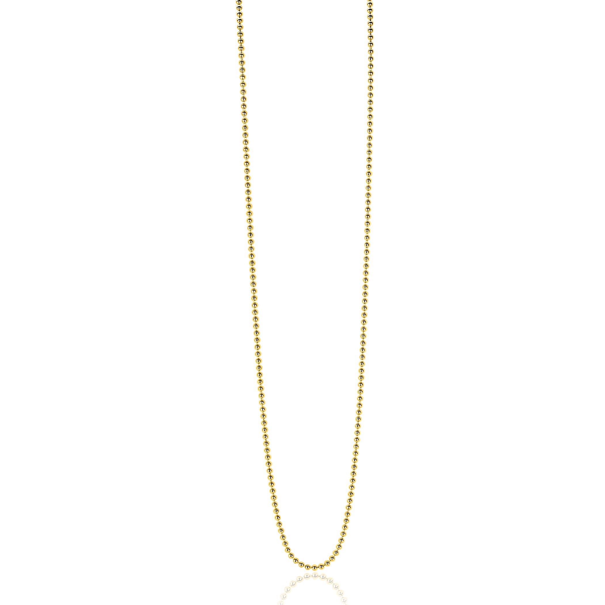 80cm ZINZI zilveren bolletjes ketting gold plated 0,9mm breed. ZILC-B80G