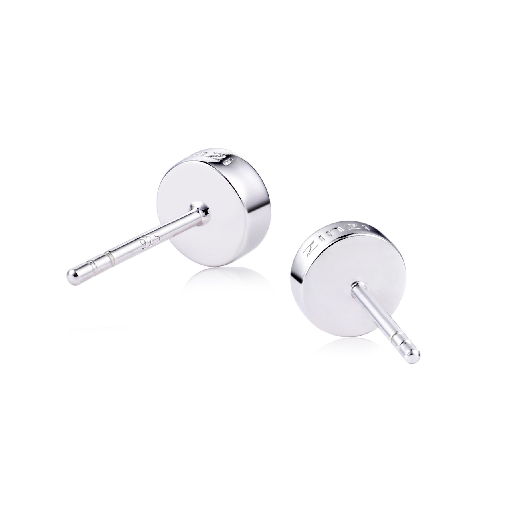 ZINZI zilveren oorknoppen rond wit 6mm ZIO1376Z