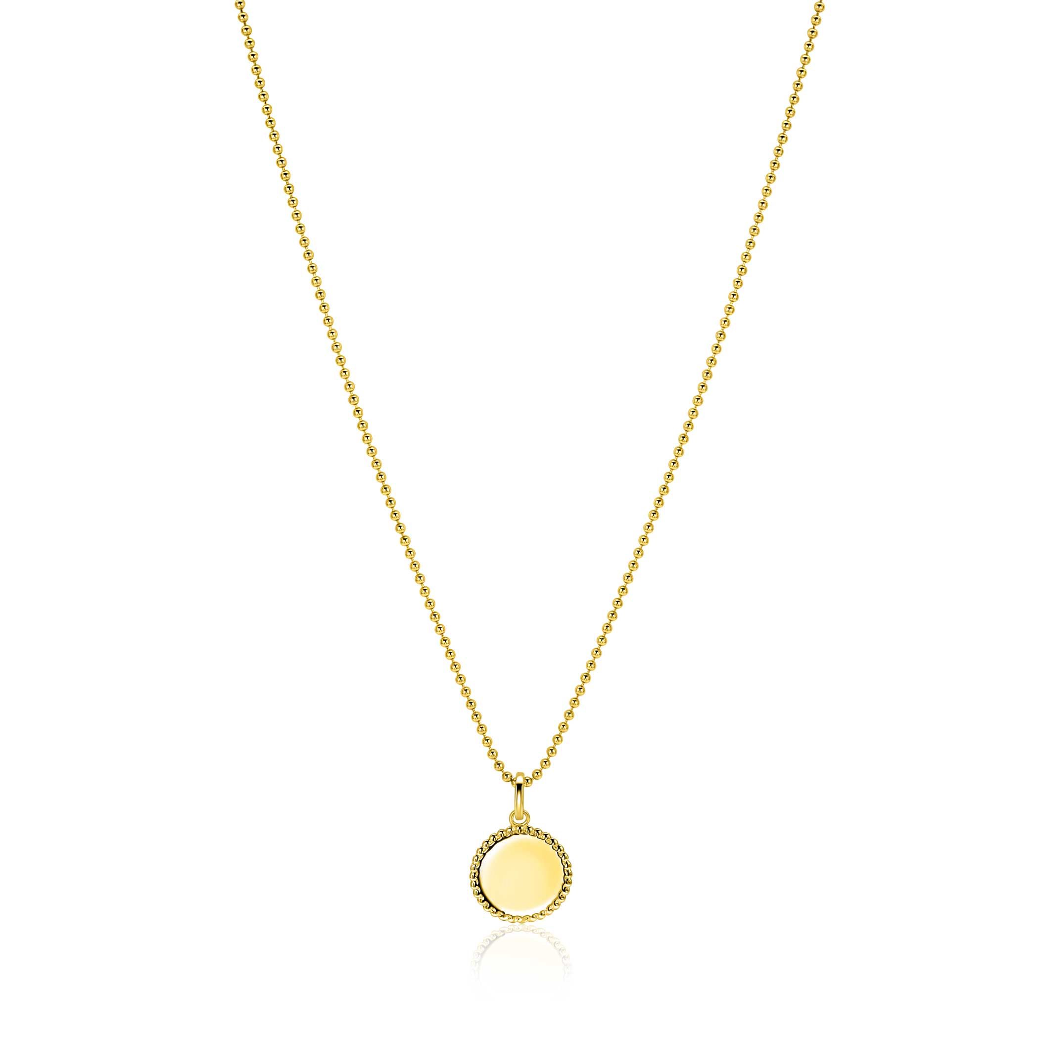 12mm ZINZI gold plated zilveren coin hanger met parelrand voor gravure ZIH2650G (zonder collier)