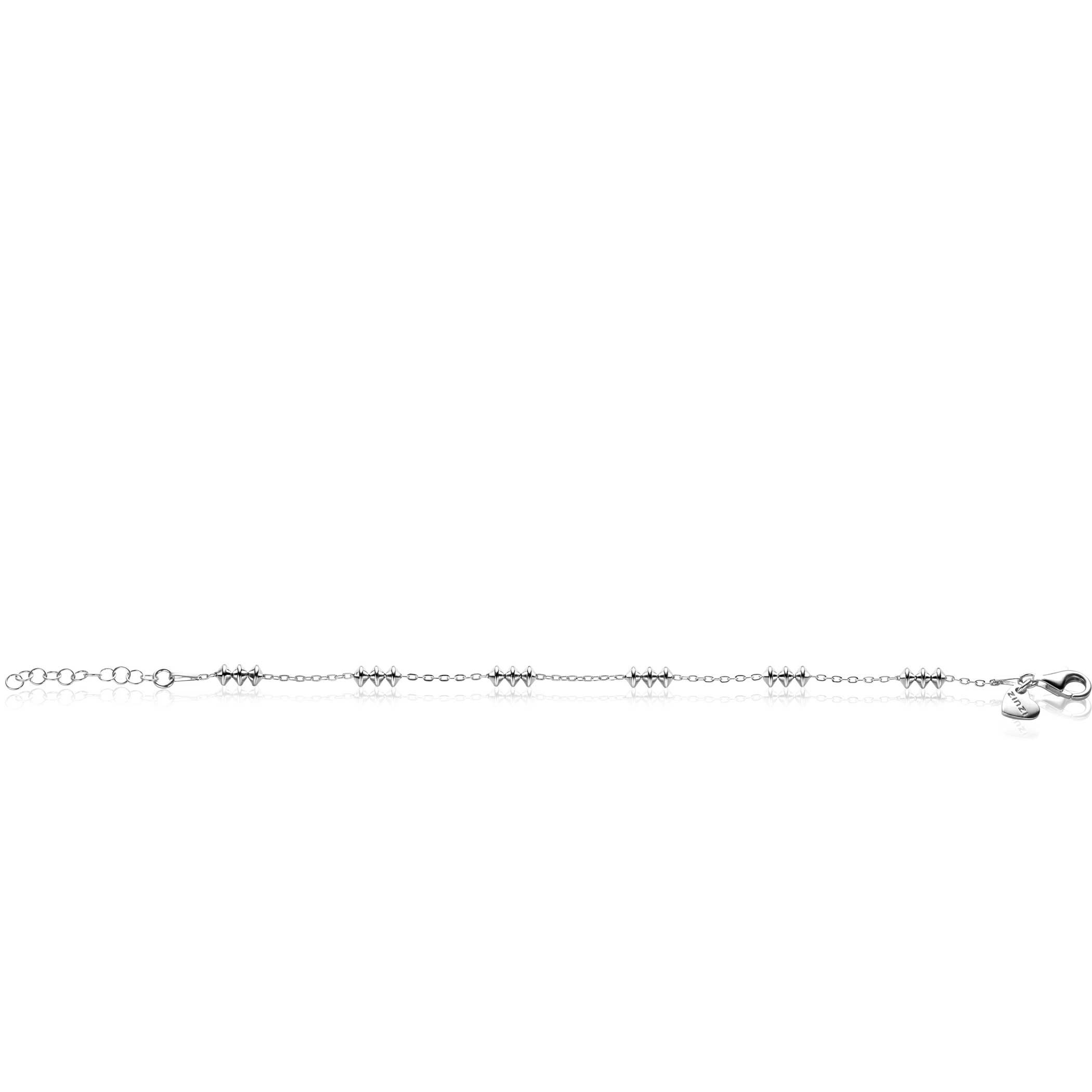 ZINZI zilveren fantasie armband met ankerschakels en tol-vormige elementen 16,5-19,5cm ZIA2537