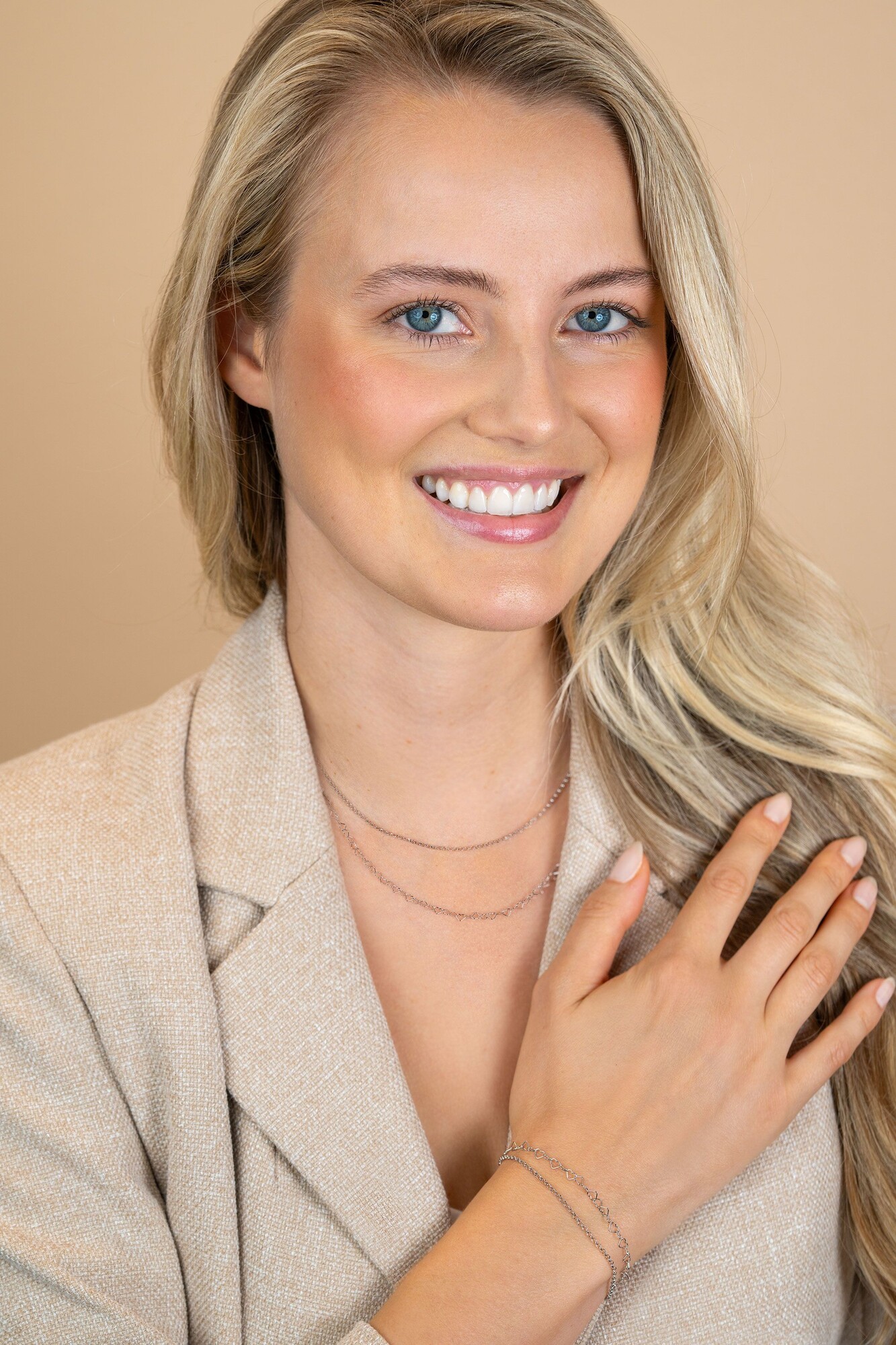 ZINZI zilveren dubbele armband met open hartjes schakels ZIA2775