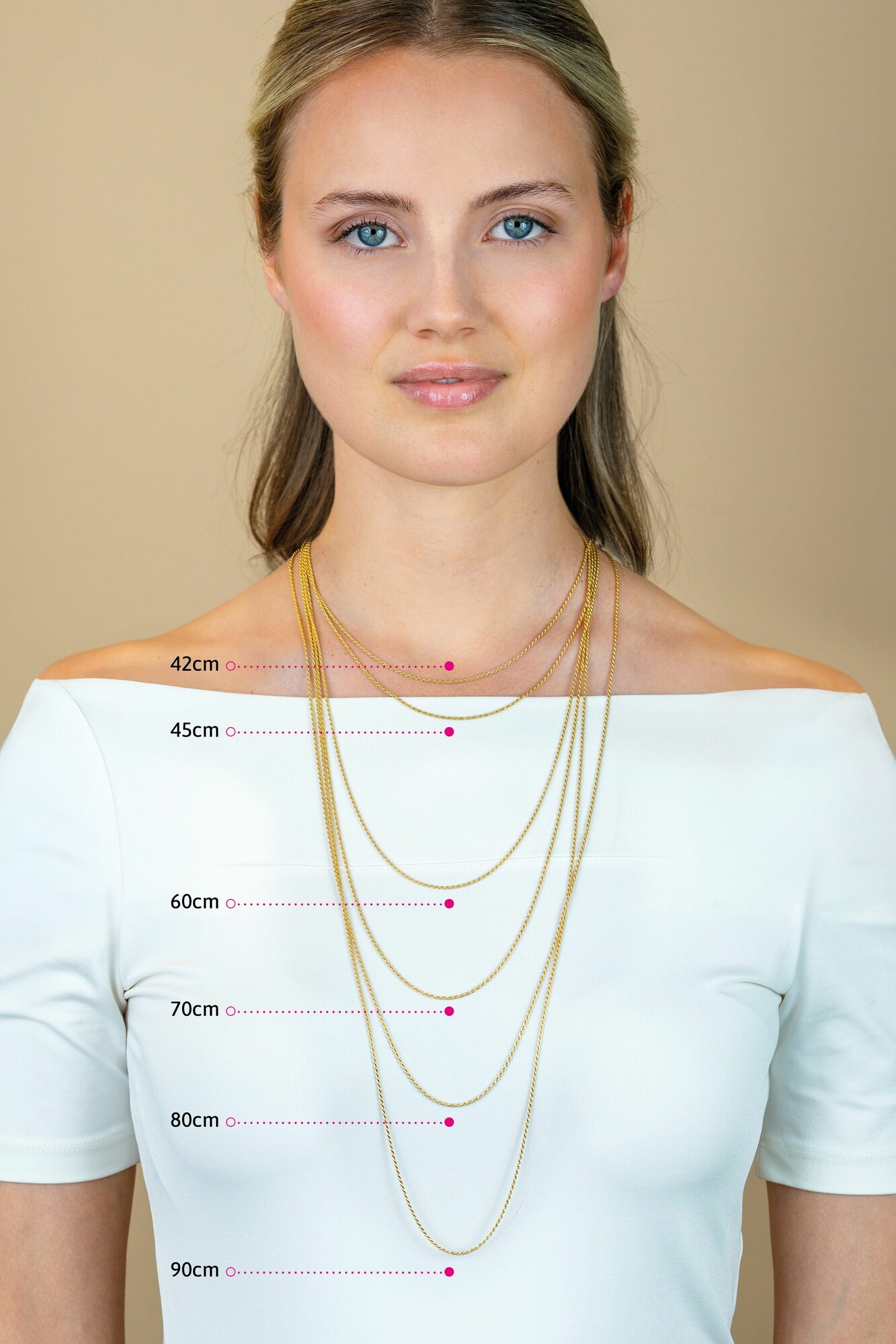 45cm ZINZI gold plated zilveren figaro ketting ZILC-F45G