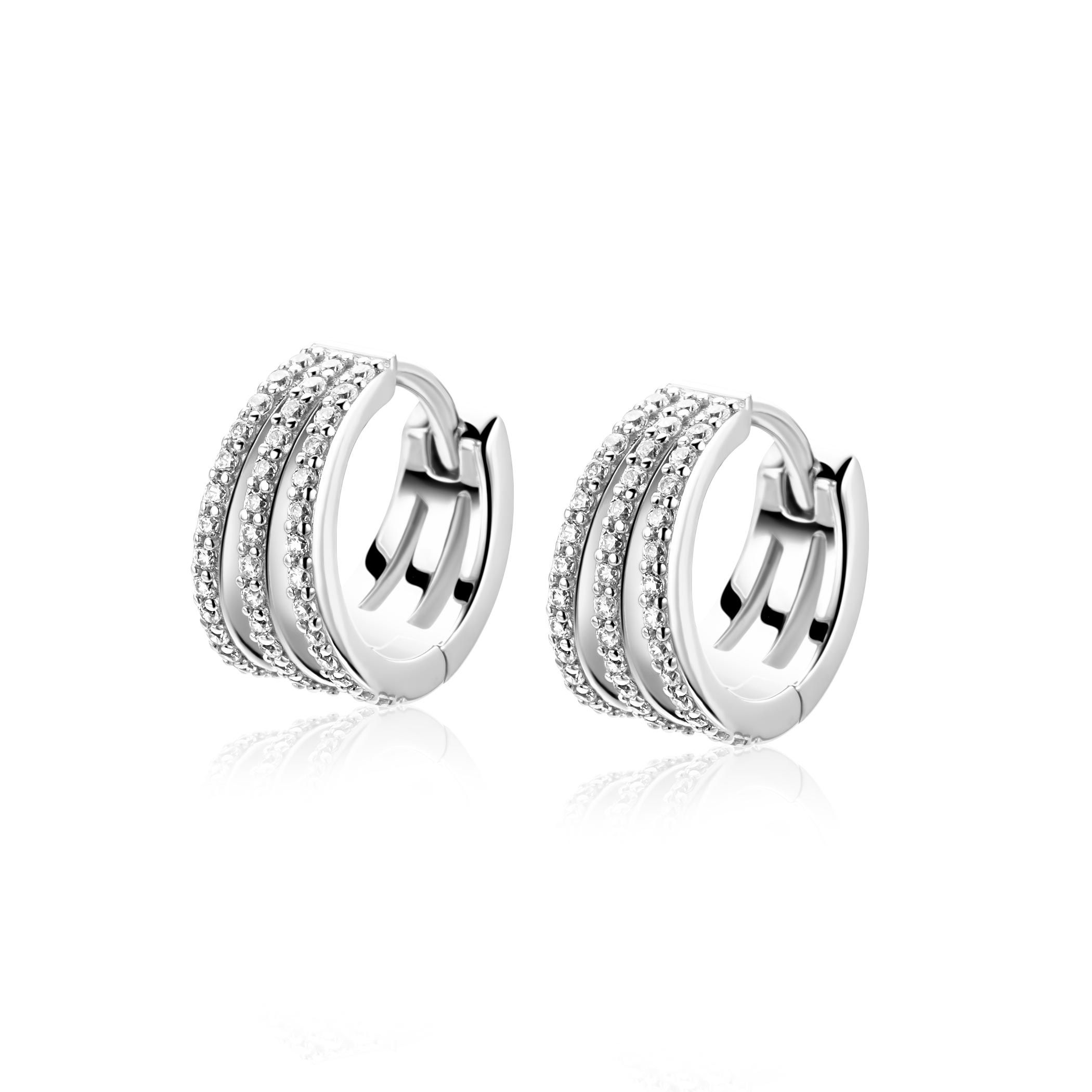 13mm ZINZI zilveren multi-look oorringen met luxe scharniersluiting 6mm breed ZIO2727